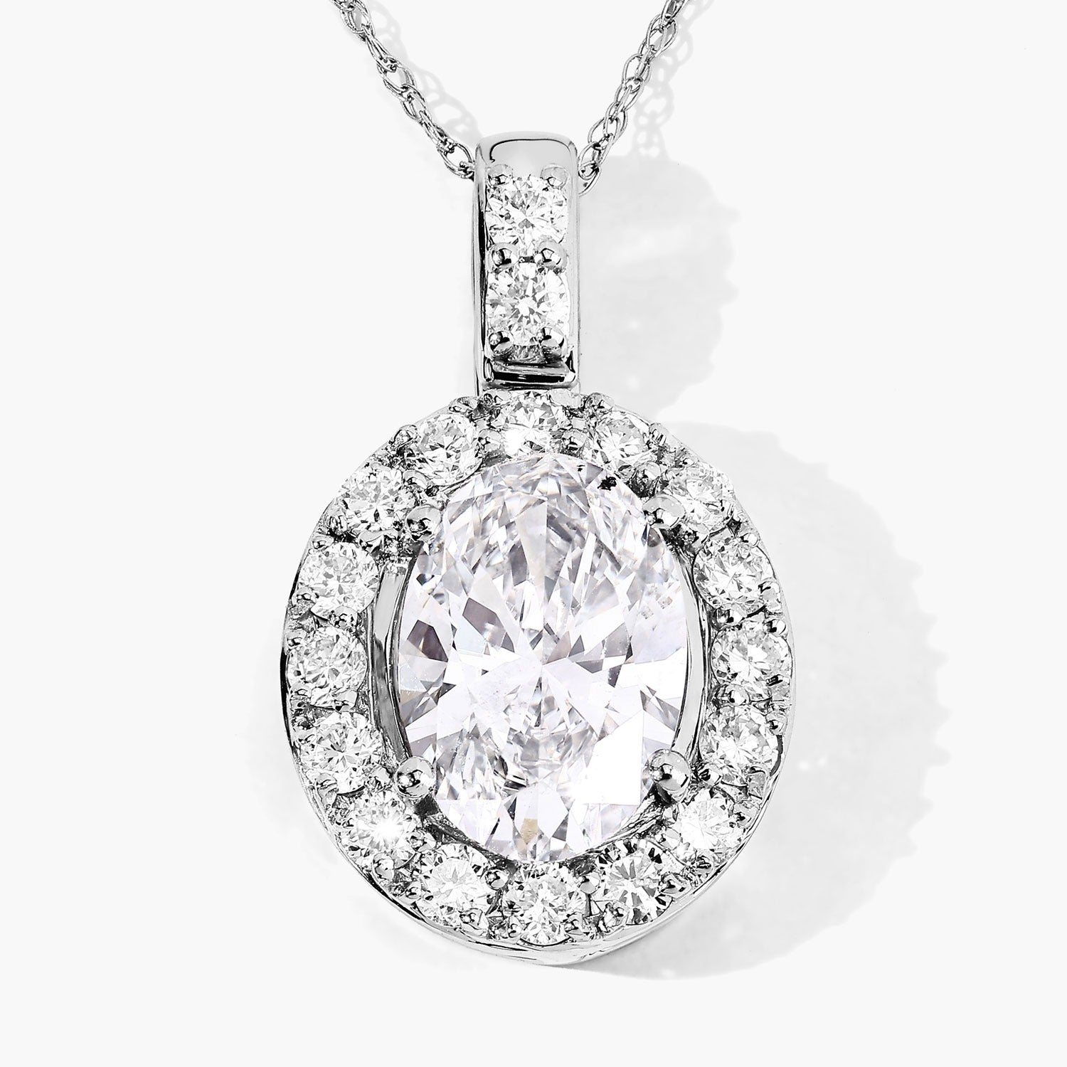 2.62 Ct Lab Grown Diamond Oval Platinum Halo Bridal Pendant