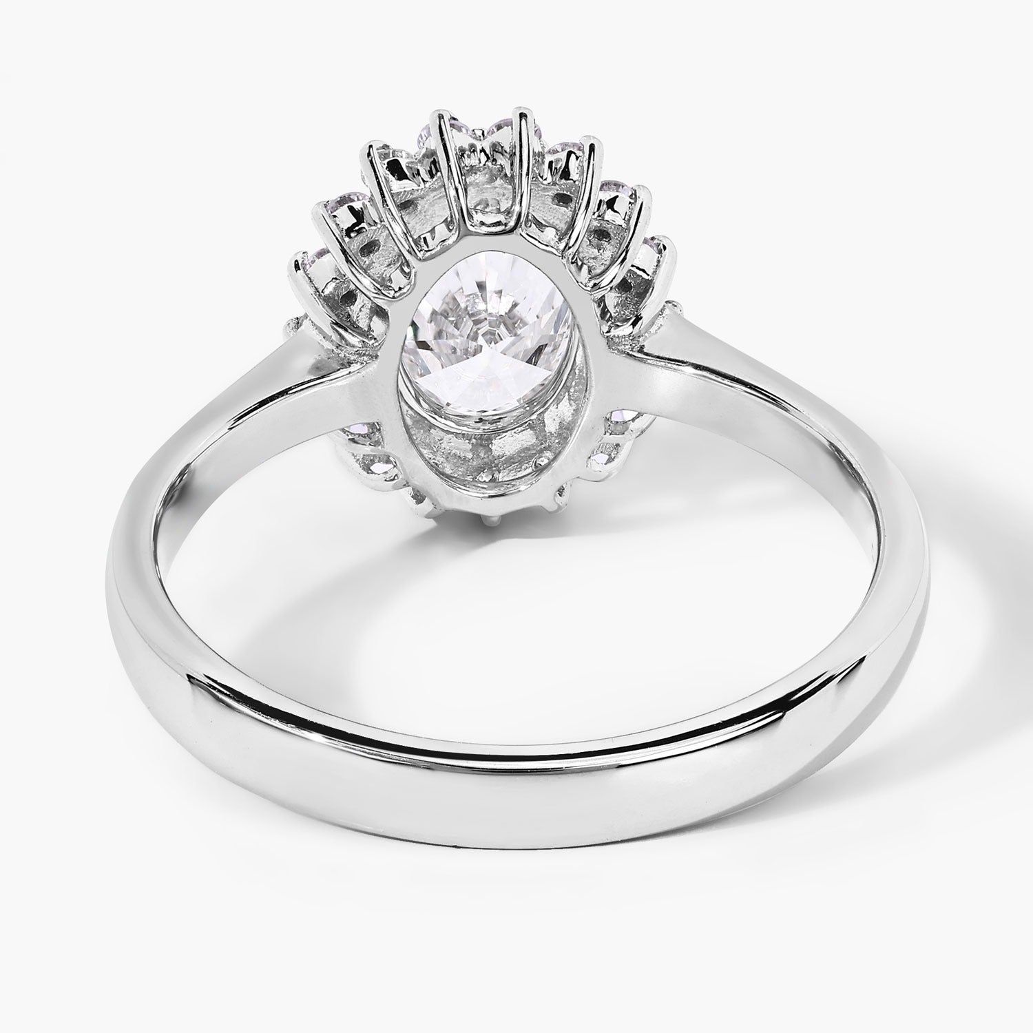 1.28 Ct Oval Lab Diamond Platinum Halo Bridal Floral Ring