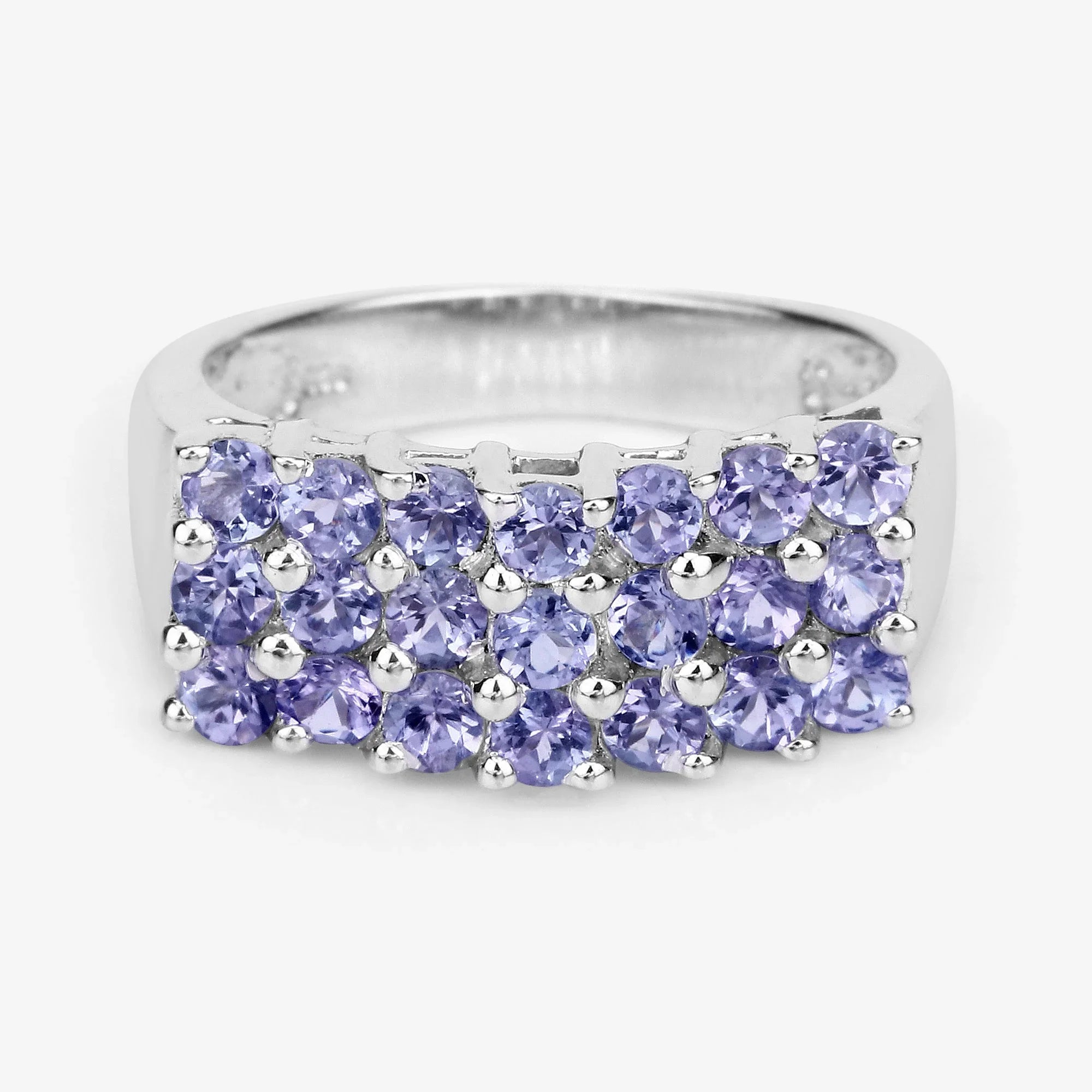 Genuine Tanzanite 925 Sterling Silver Cluster Ring