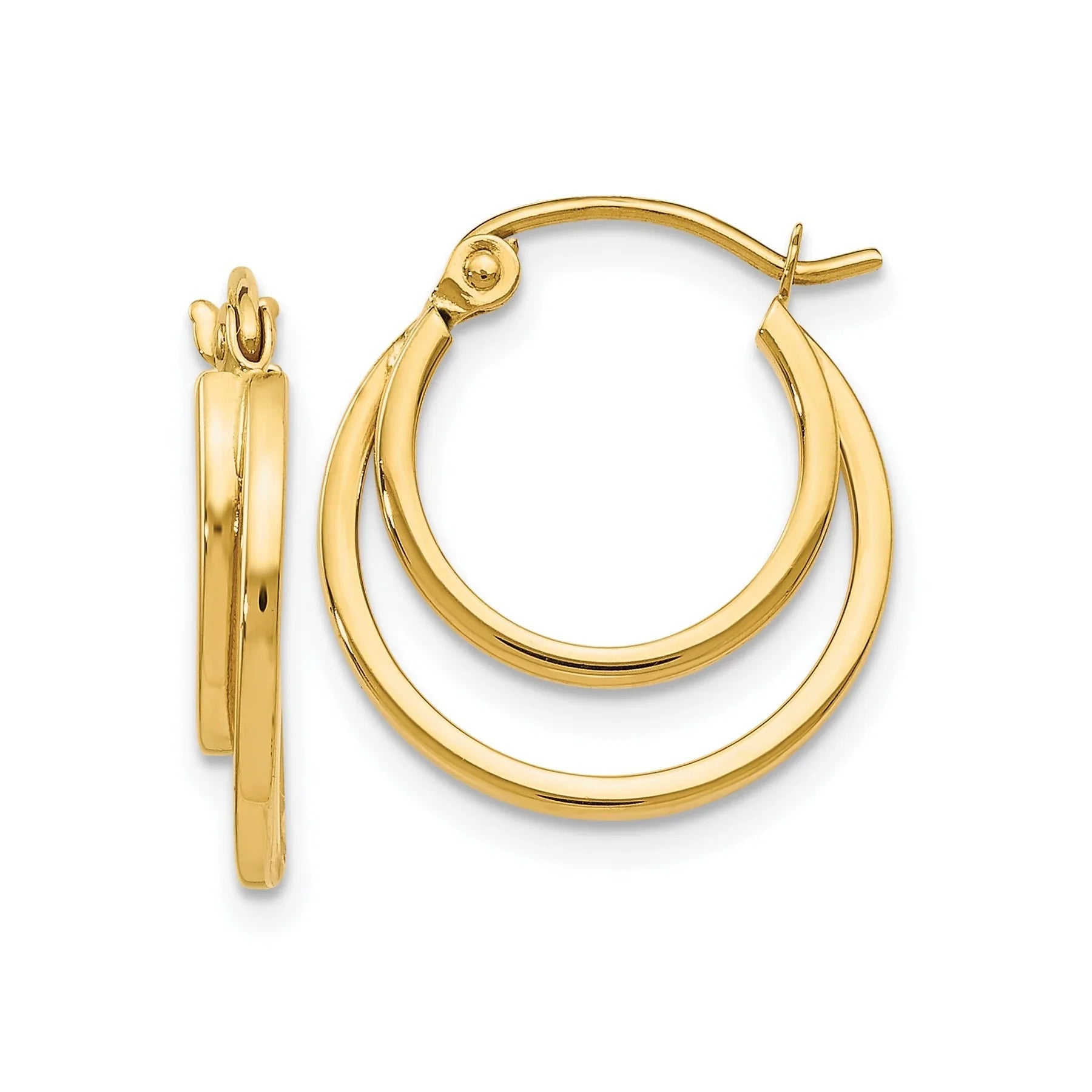 14K Gold Hinged Double Hoop Earrings