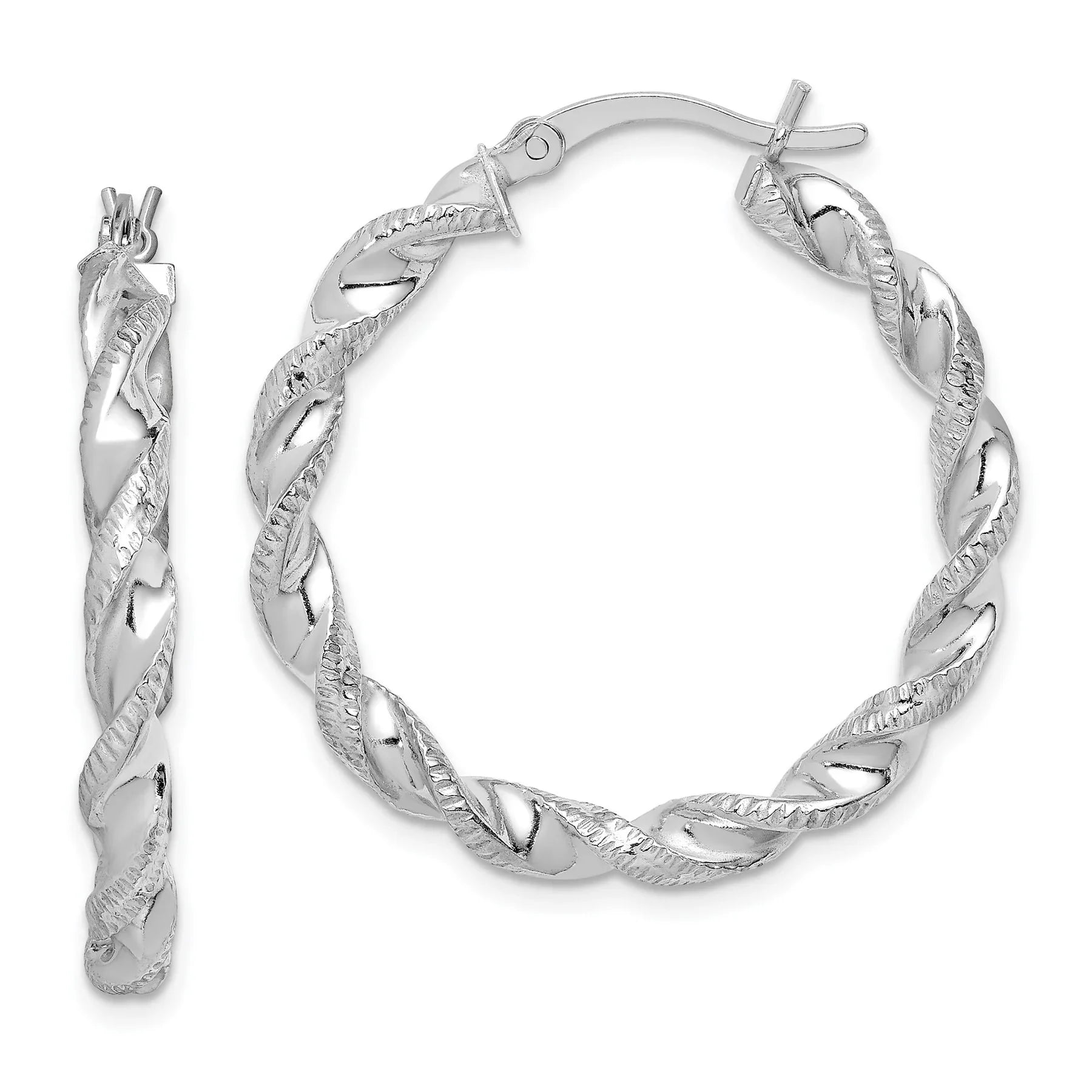 Twisted Silver Hoop Earrings