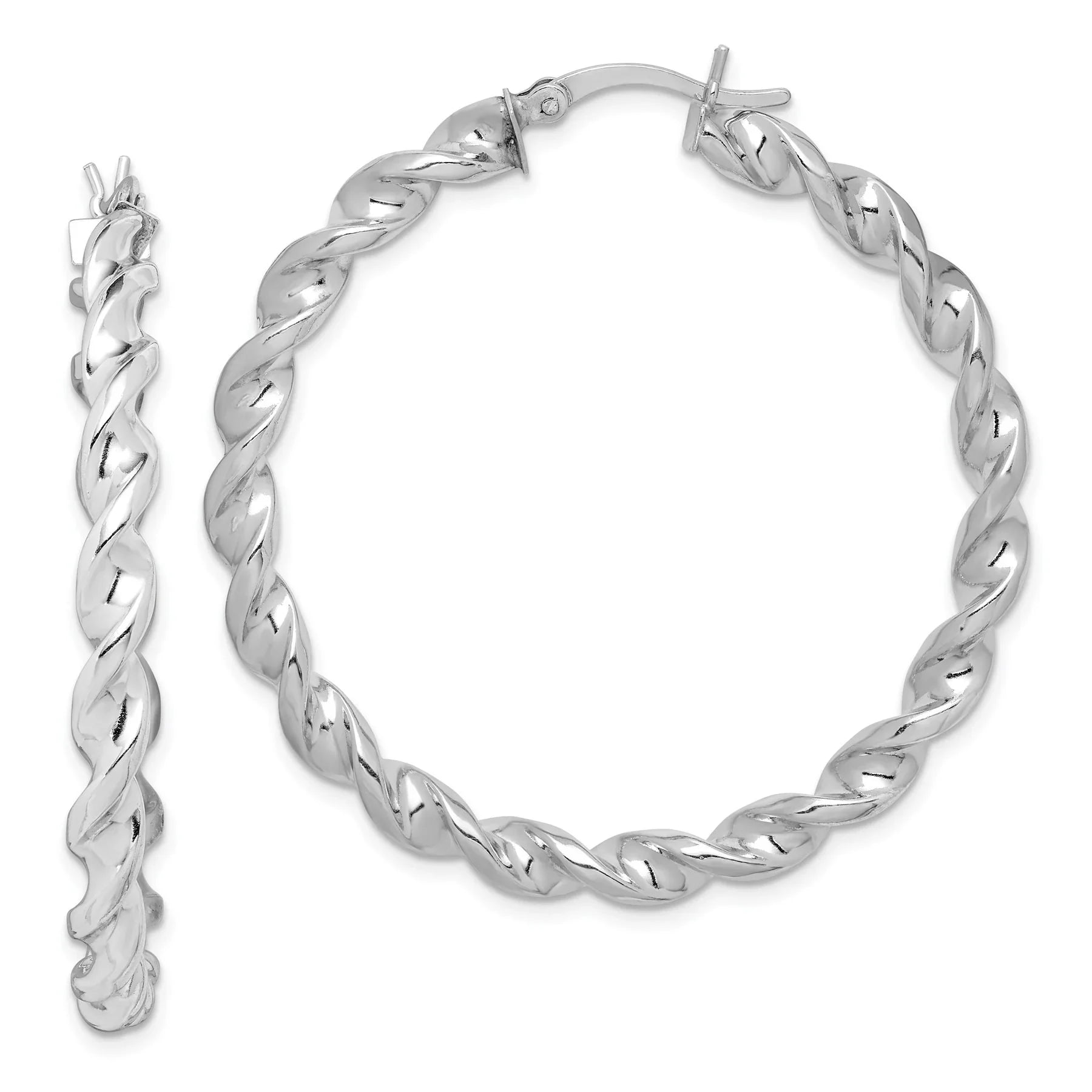 Twisted Silver Hoops Earrings
