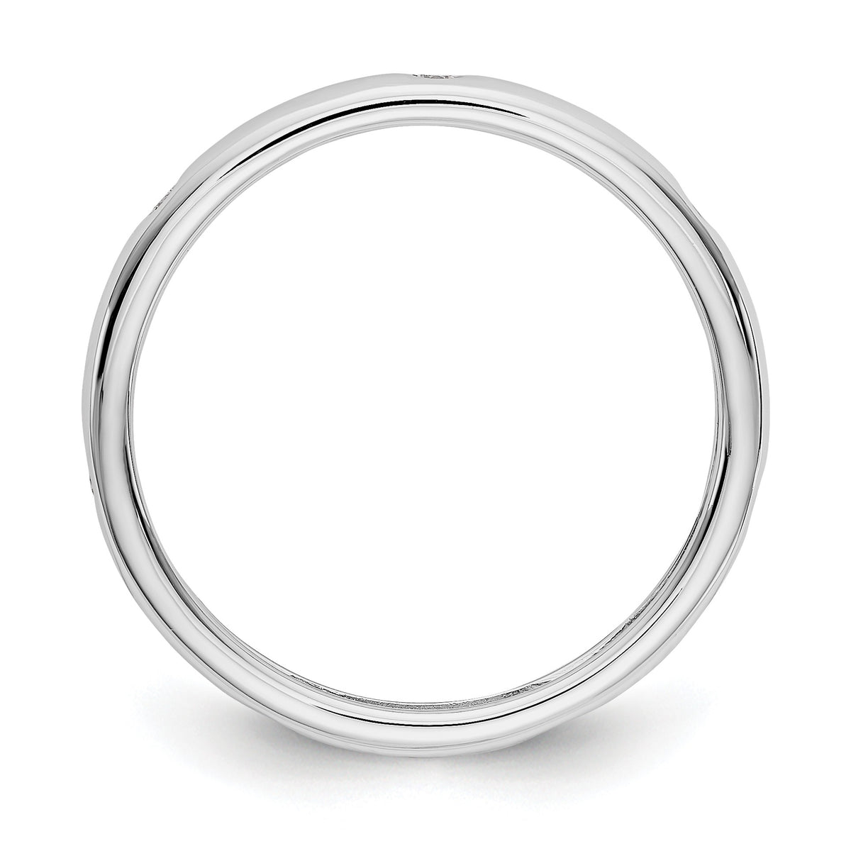 0.105 Ct Round White Natural Diamond Flush Set 14K White Gold Band Ring