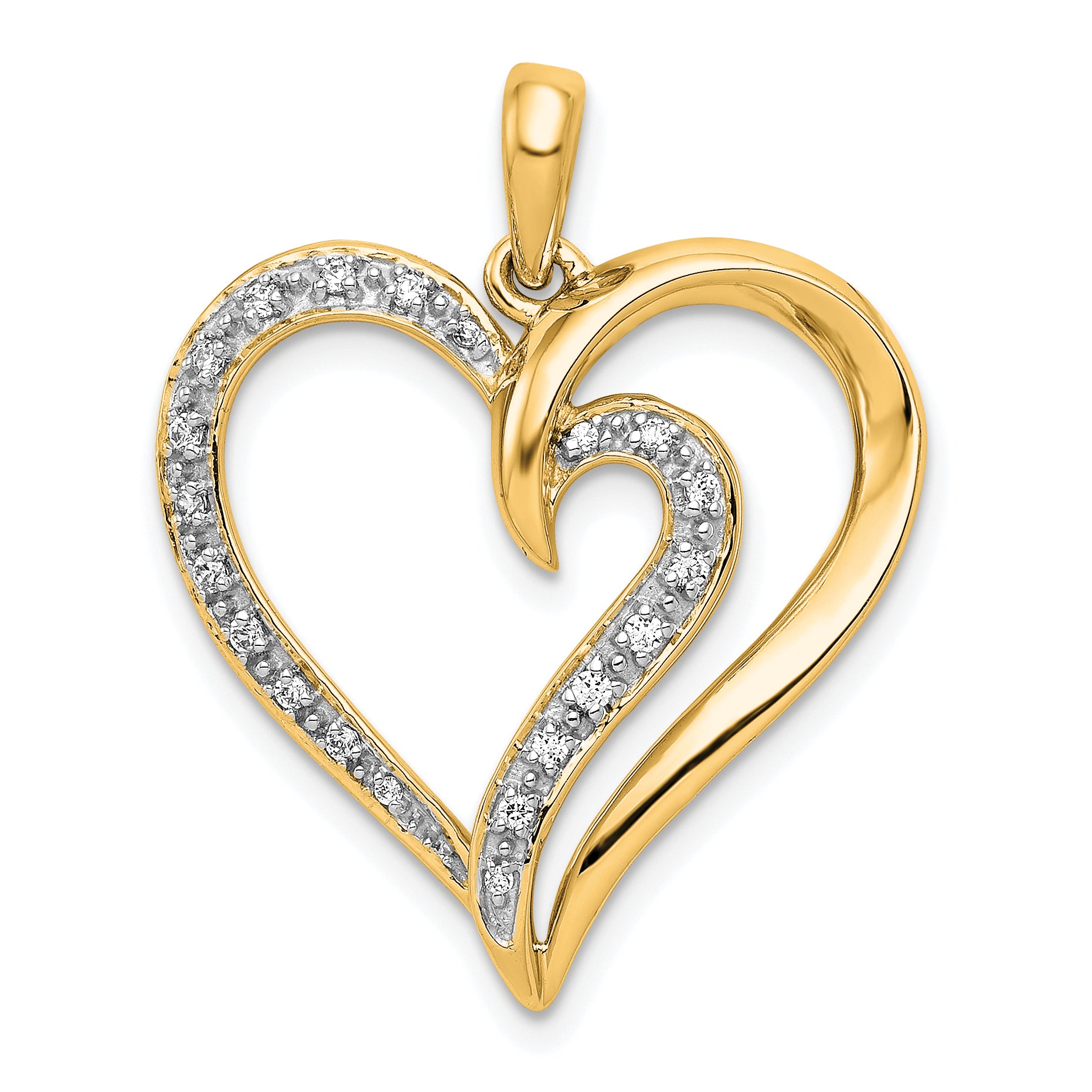 14k 1/10 carat Diamond Fancy Gold Heart Pendant
