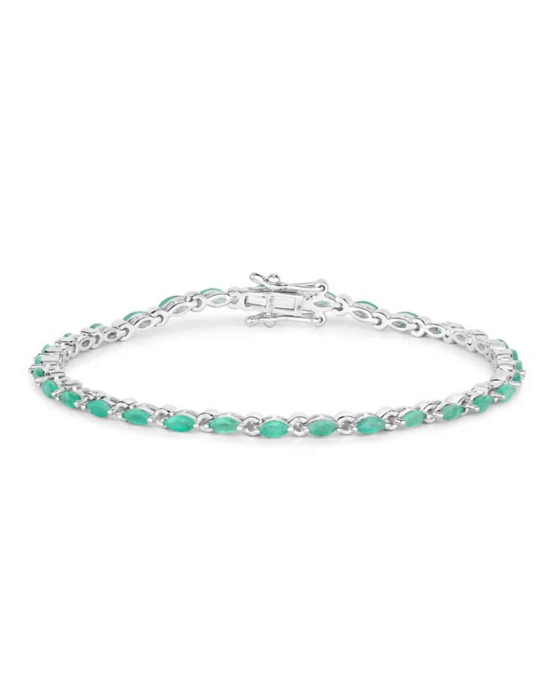 Genuine Zambian Emerald 925 Sterling Silver Bracelet