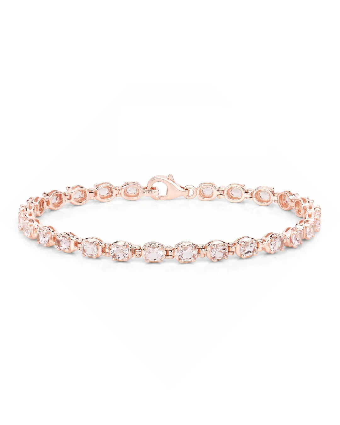 Genuine Morganite Tennis Bracelet Sterling Silver