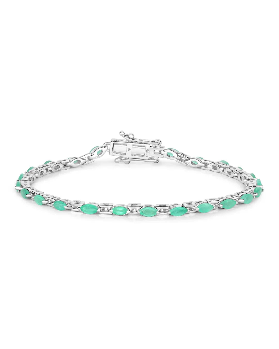 Genuine Emerald 925 Sterling Silver Tennis Bracelet