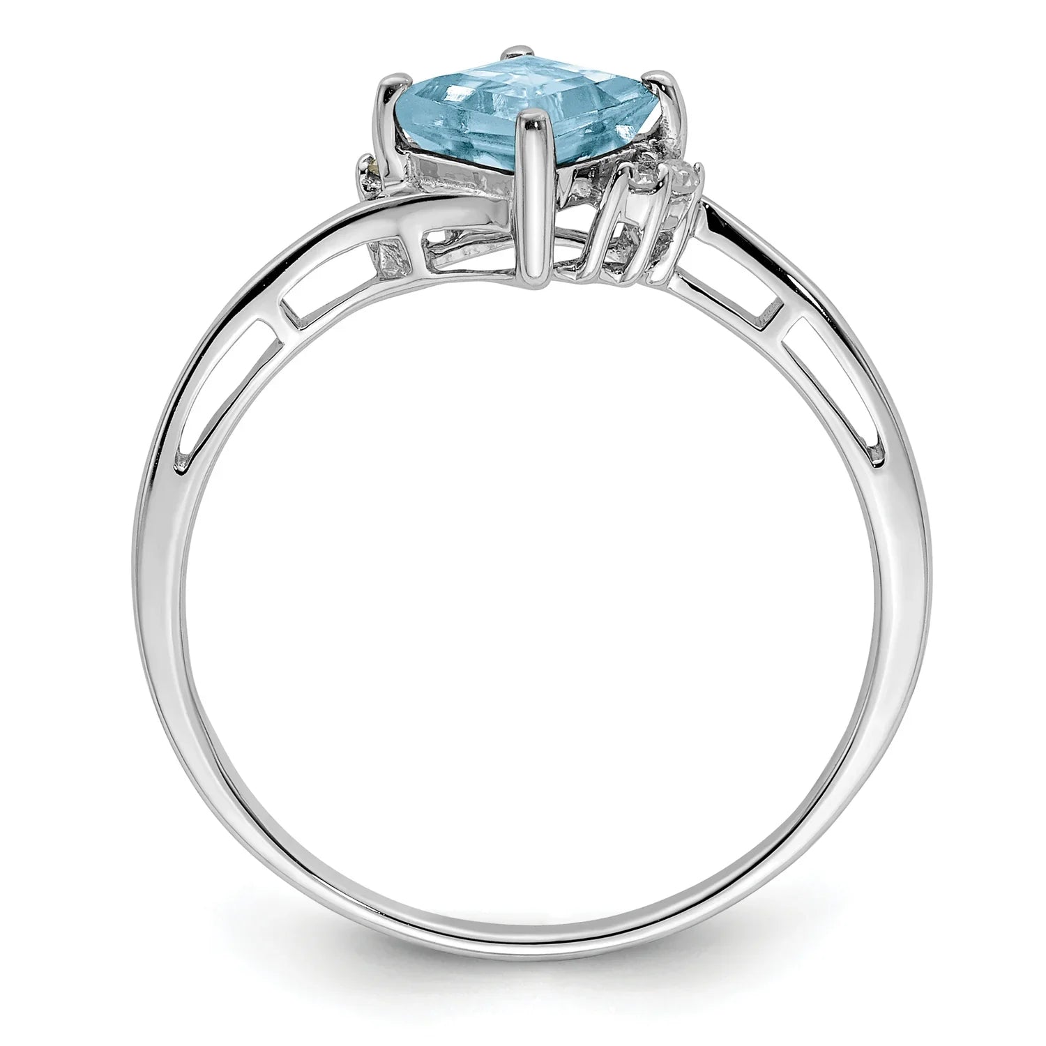 Diamond and Aquamarine Bypass Ring