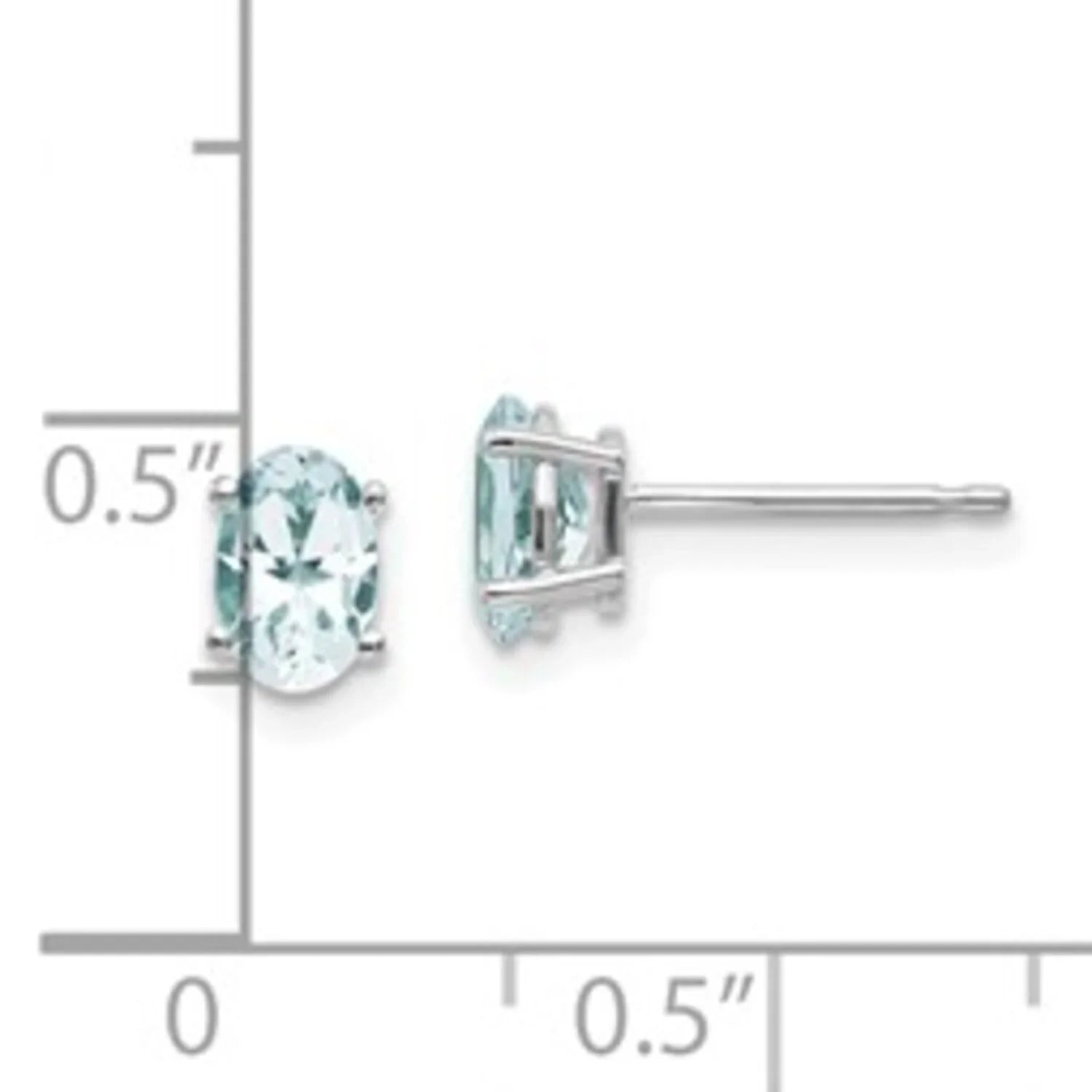 14k White Gold Aquamarine Stud Earrings