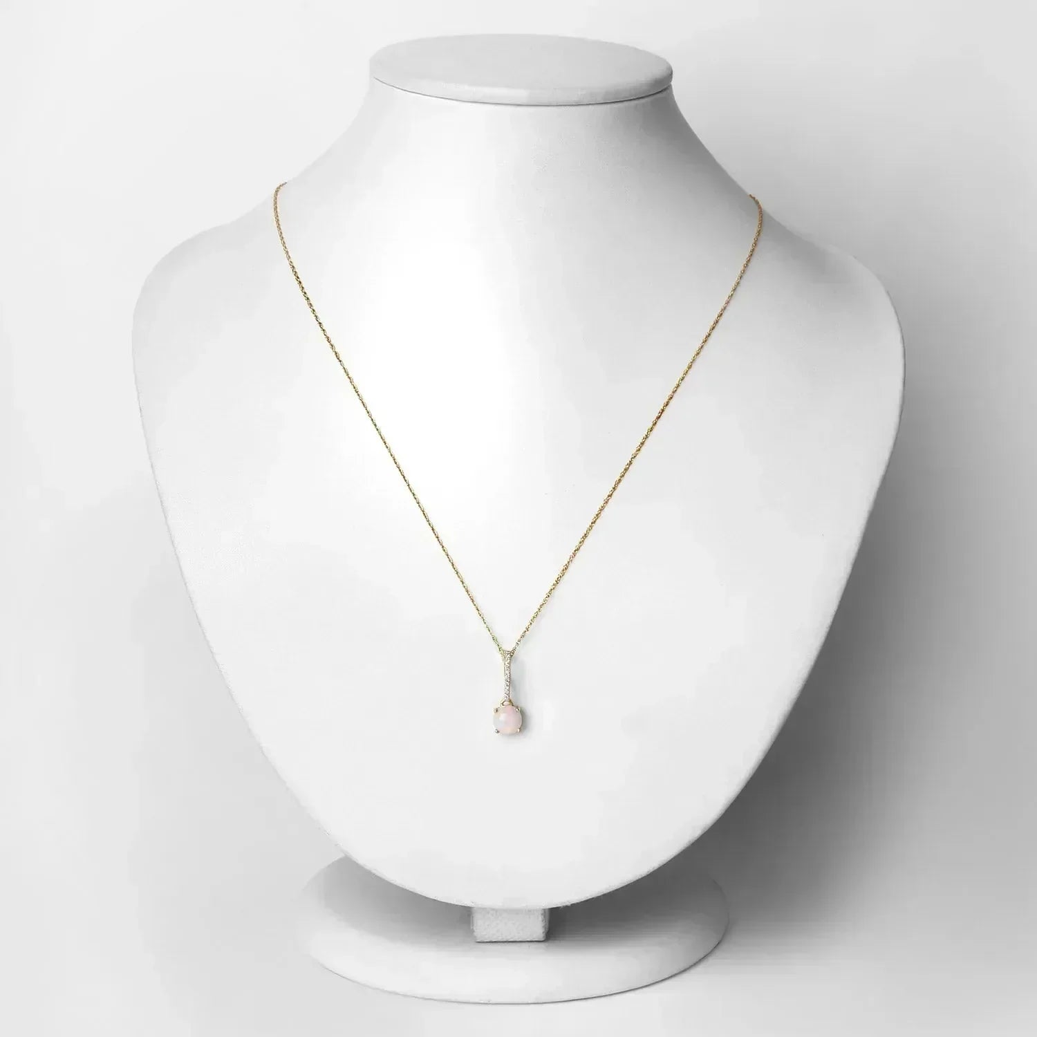 10K Gold Real Opal And Diamond Necklace