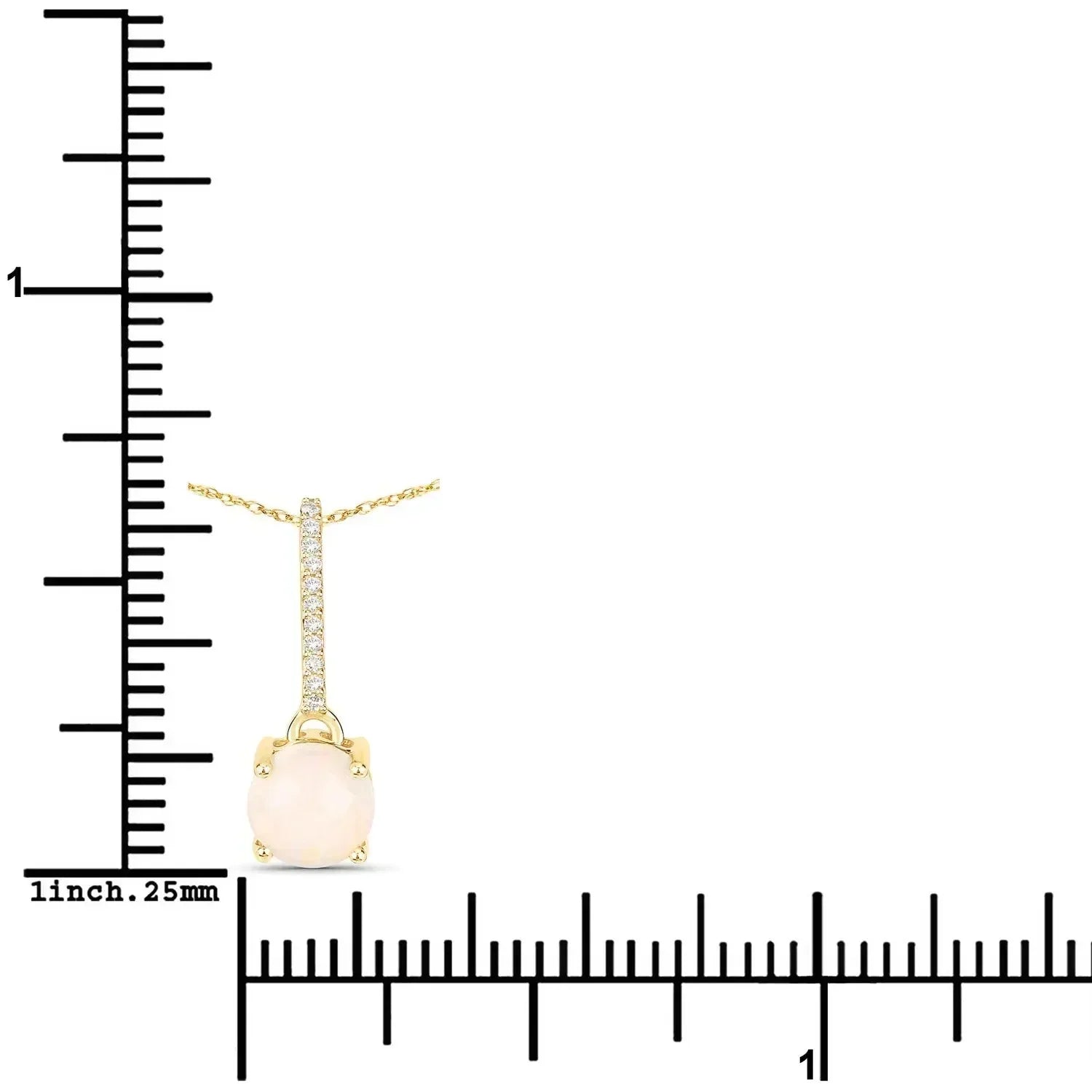 10K Gold Real Opal And Diamond Necklace