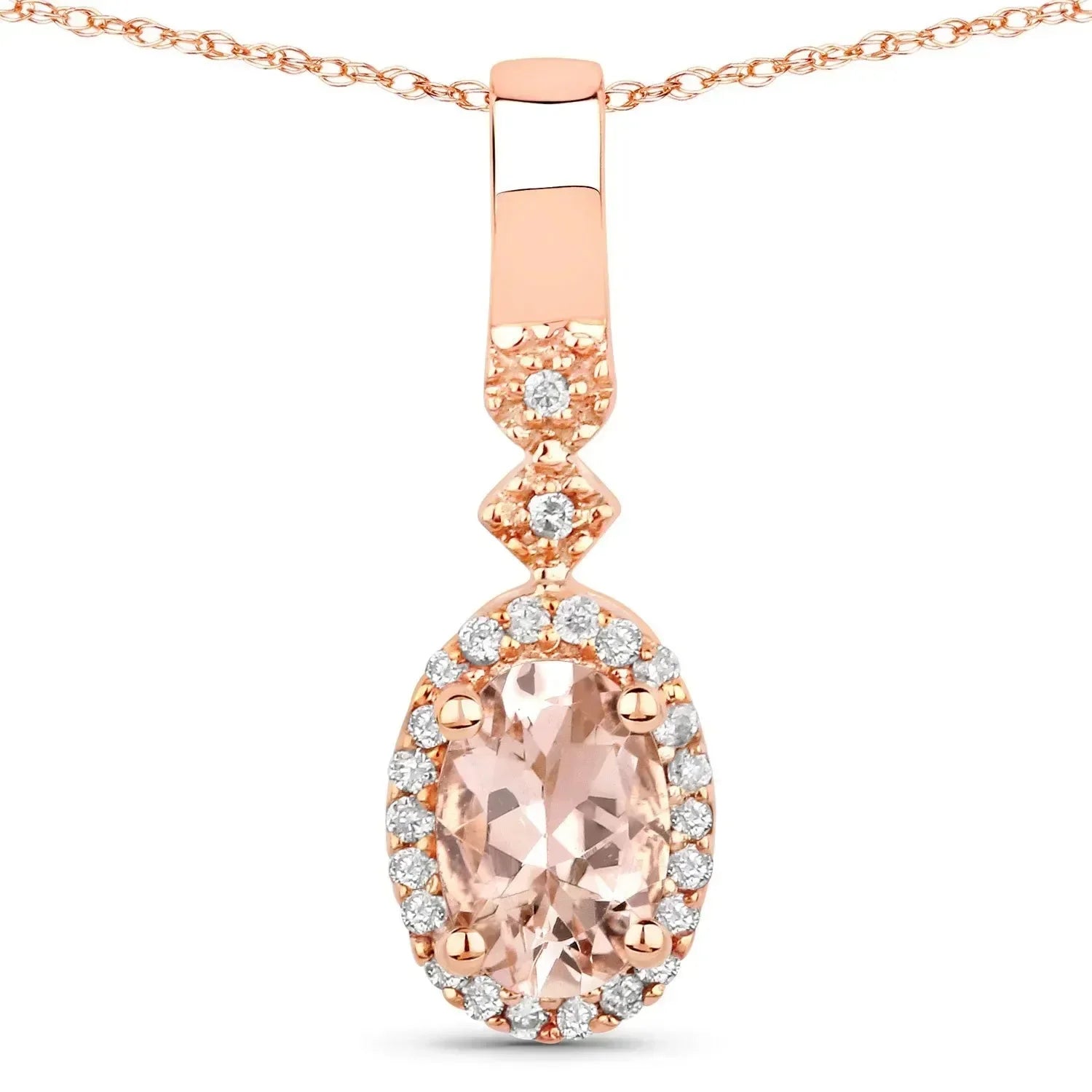 10k Rose Gold Morganite Pendant Necklace
