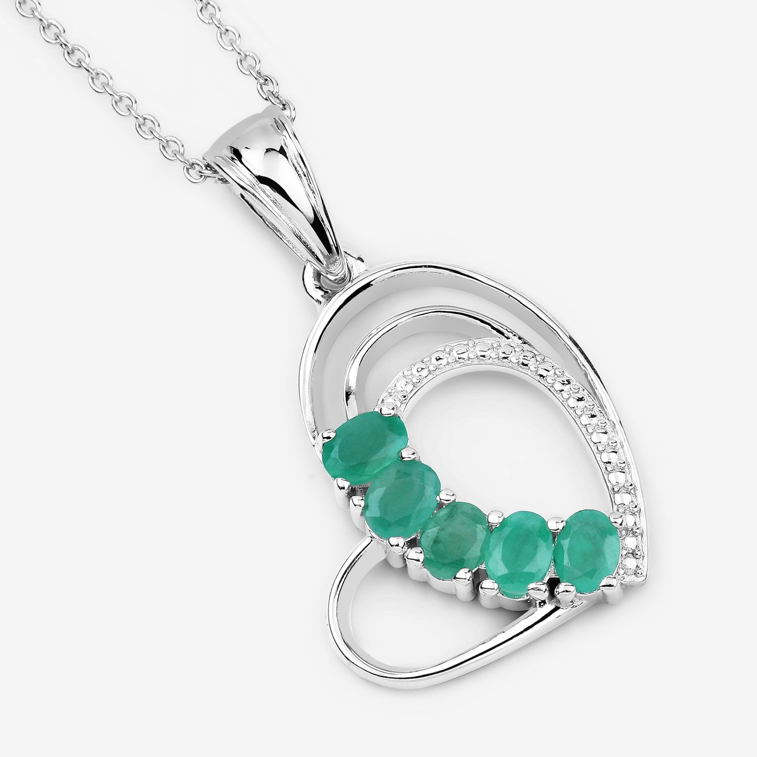 Genuine Heart Shape Emerald Necklace