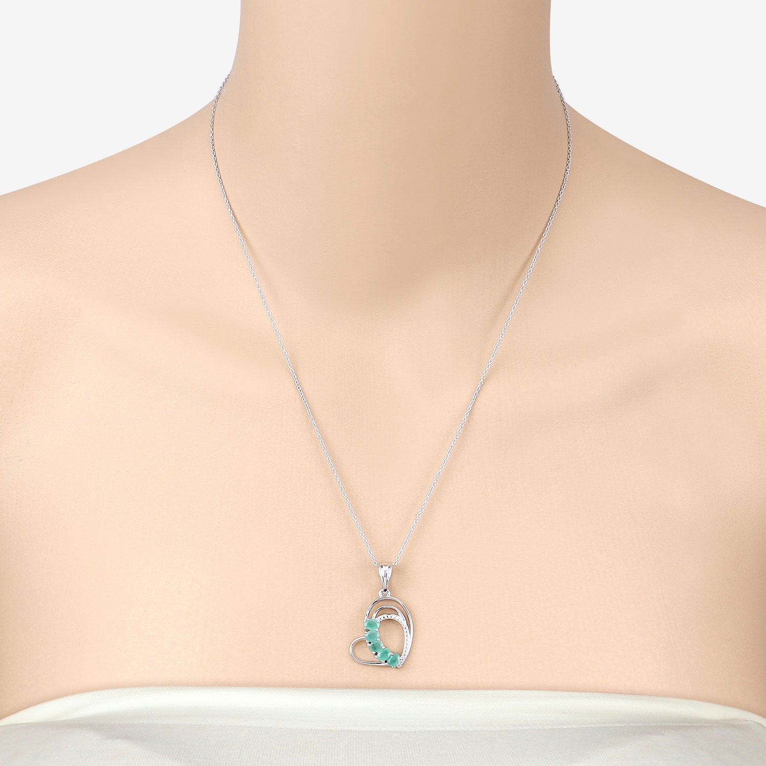 Genuine Heart Shape Emerald Necklace