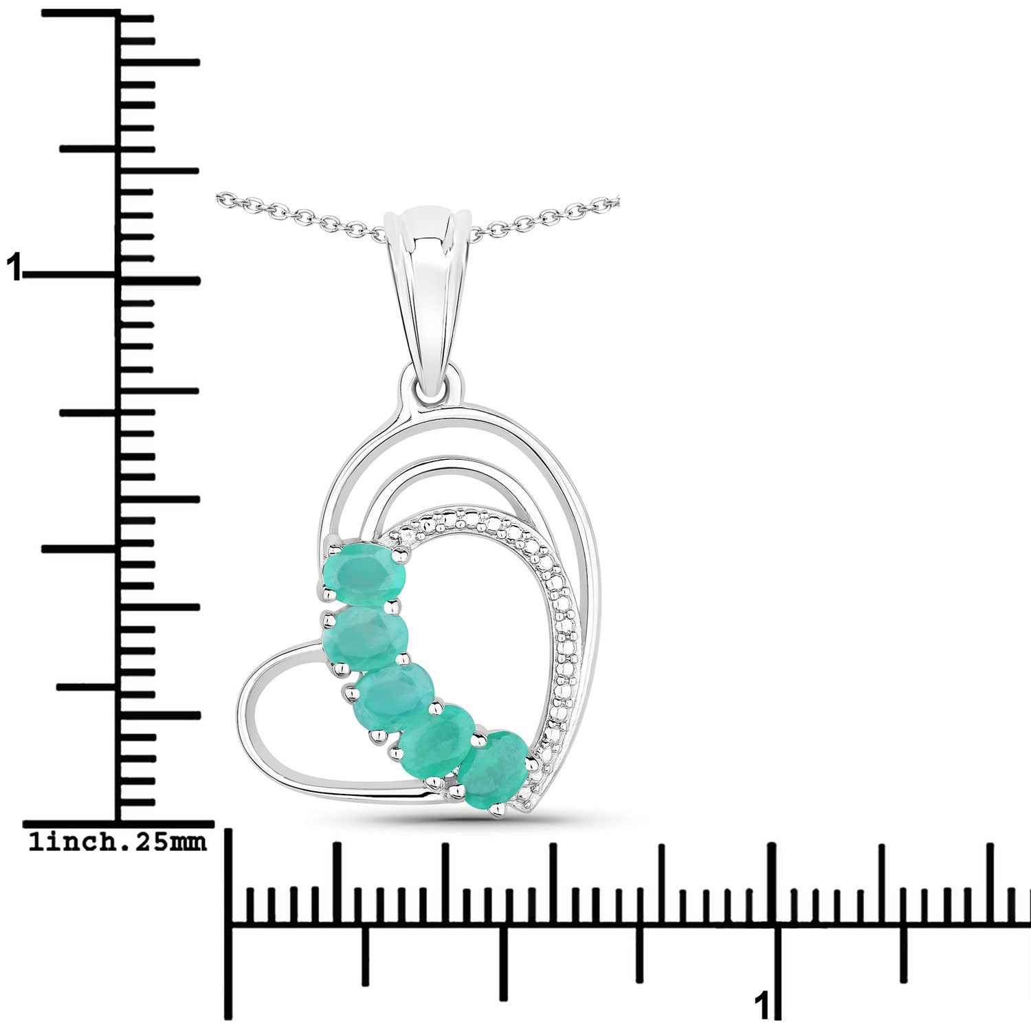Genuine Heart Shape Emerald Necklace