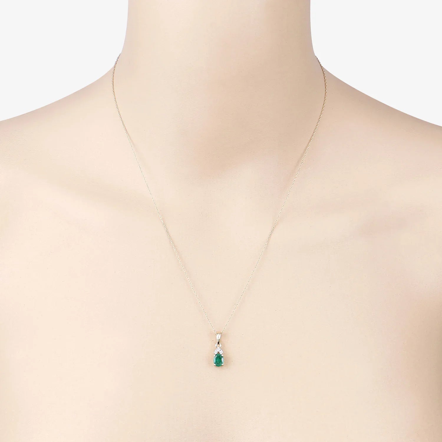 Genuine Zambian Emerald Diamond 10K Yellow Gold Pendant