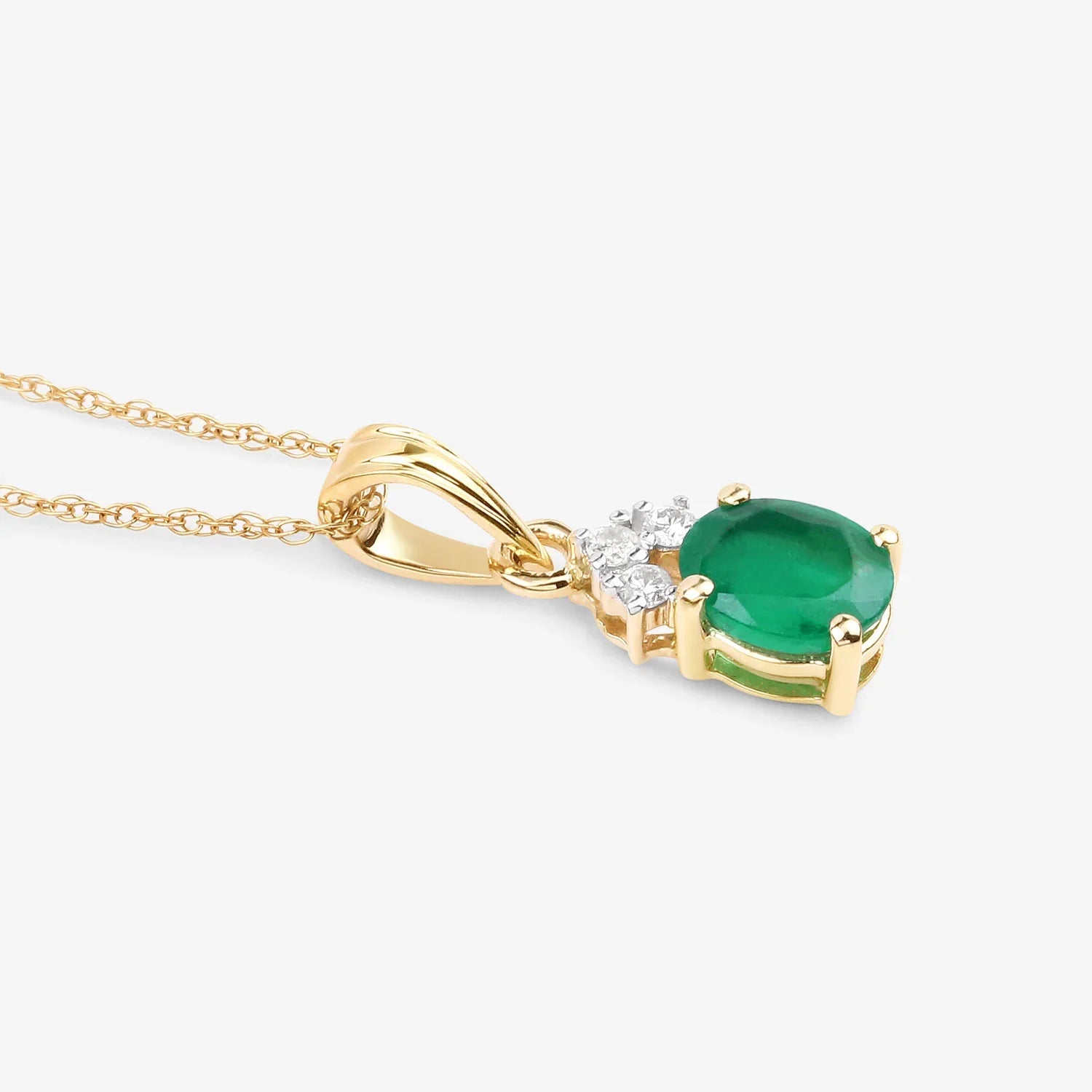 Genuine Zambian Emerald Diamond 10K Yellow Gold Pendant