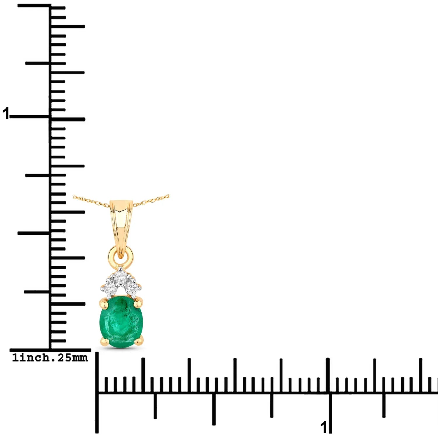 Genuine Zambian Emerald Diamond 10K Yellow Gold Pendant