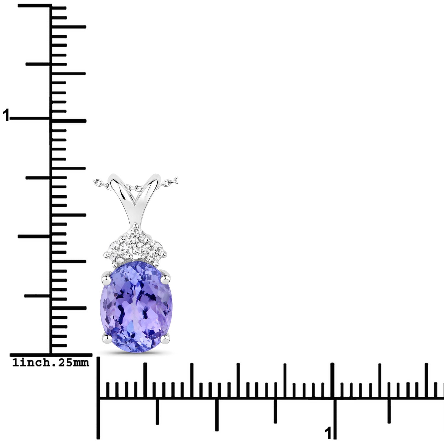 3.47 Cttw Oval Violet Tanzanite and Lab Diamond Rhodium over Silver Crown Accent Pendant Necklace