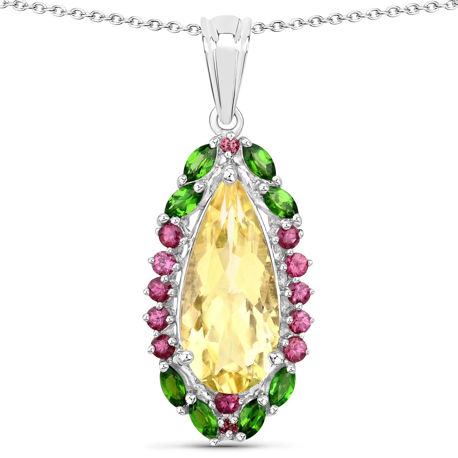 Genuine Yellow Citrine Drop Pendant Necklace