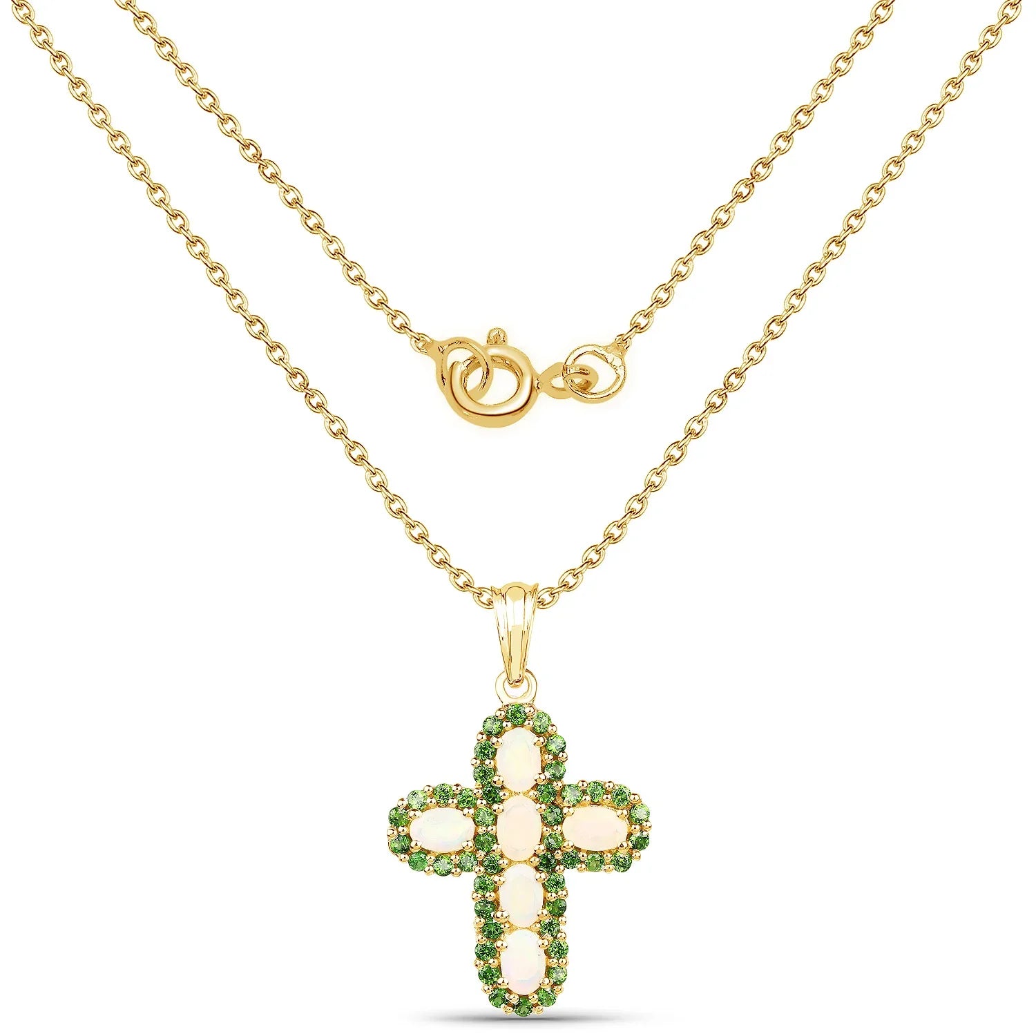 Genuine Ethiopian Opal Halo Pendant Necklace