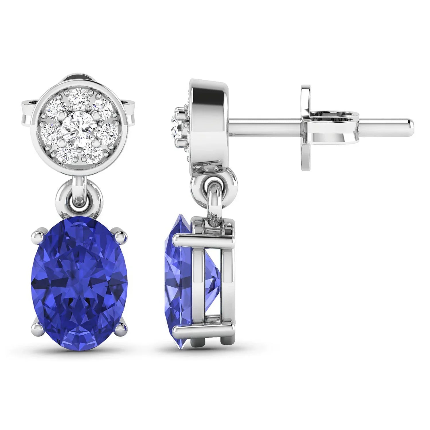 Genuine Tanzanite and White Diamonds Dangle earrings