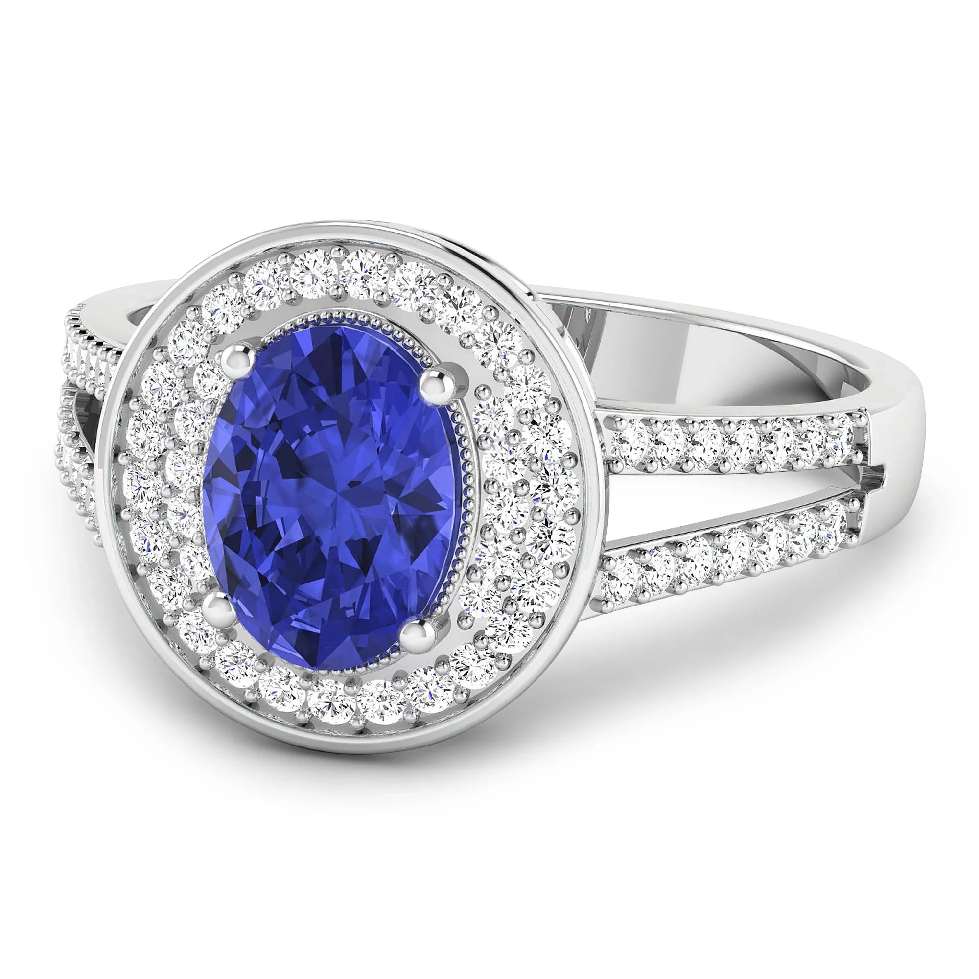 Genuine Tanzanite Diamond Halo Ring