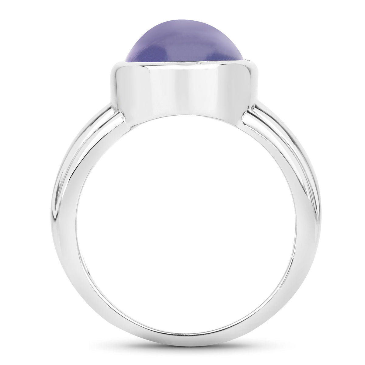 8.00 Cttw Oval Violet Tanzanite Bezel Rhodium over Silver Solitaire Ring