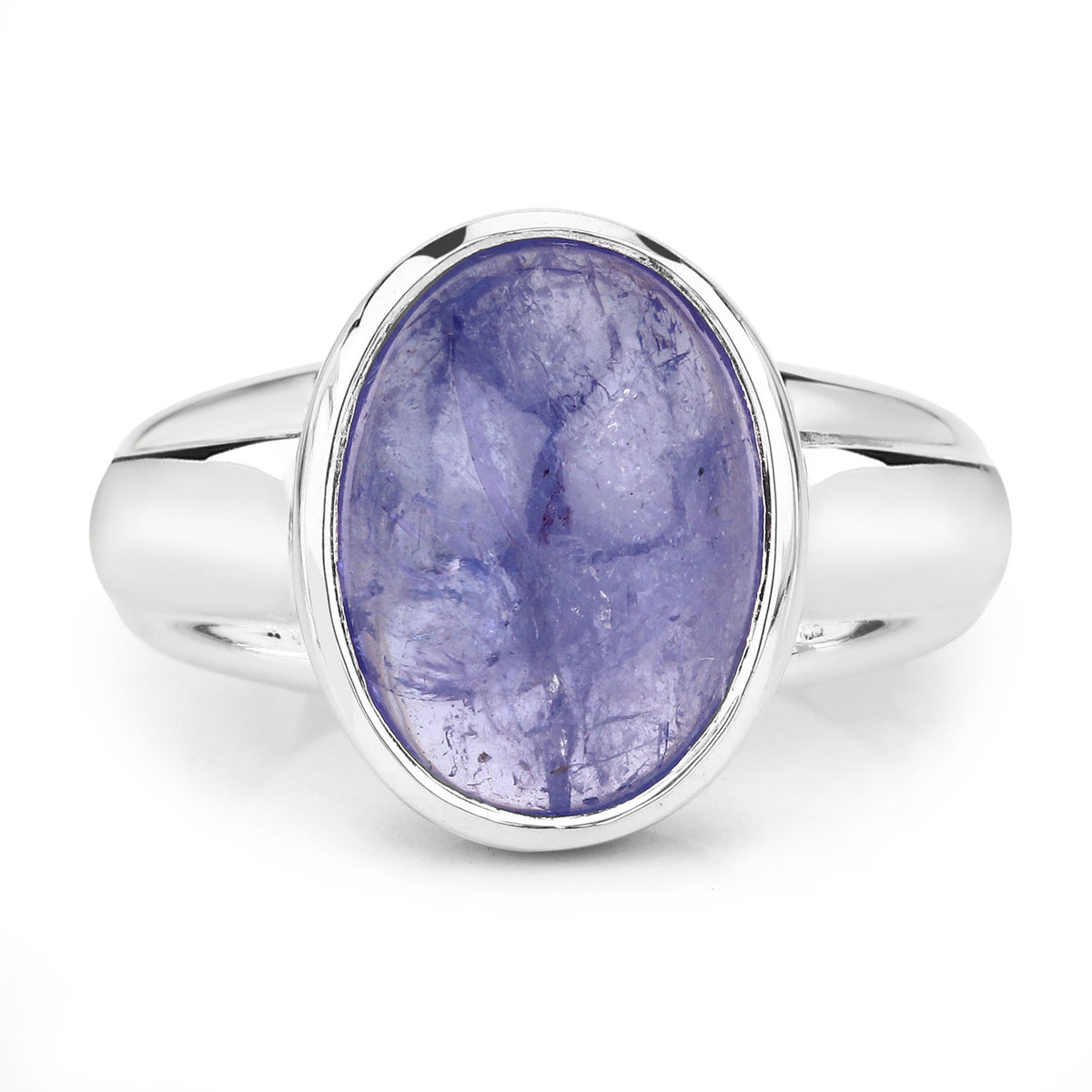 8.00 Cttw Oval Violet Tanzanite Bezel Rhodium over Silver Solitaire Ring