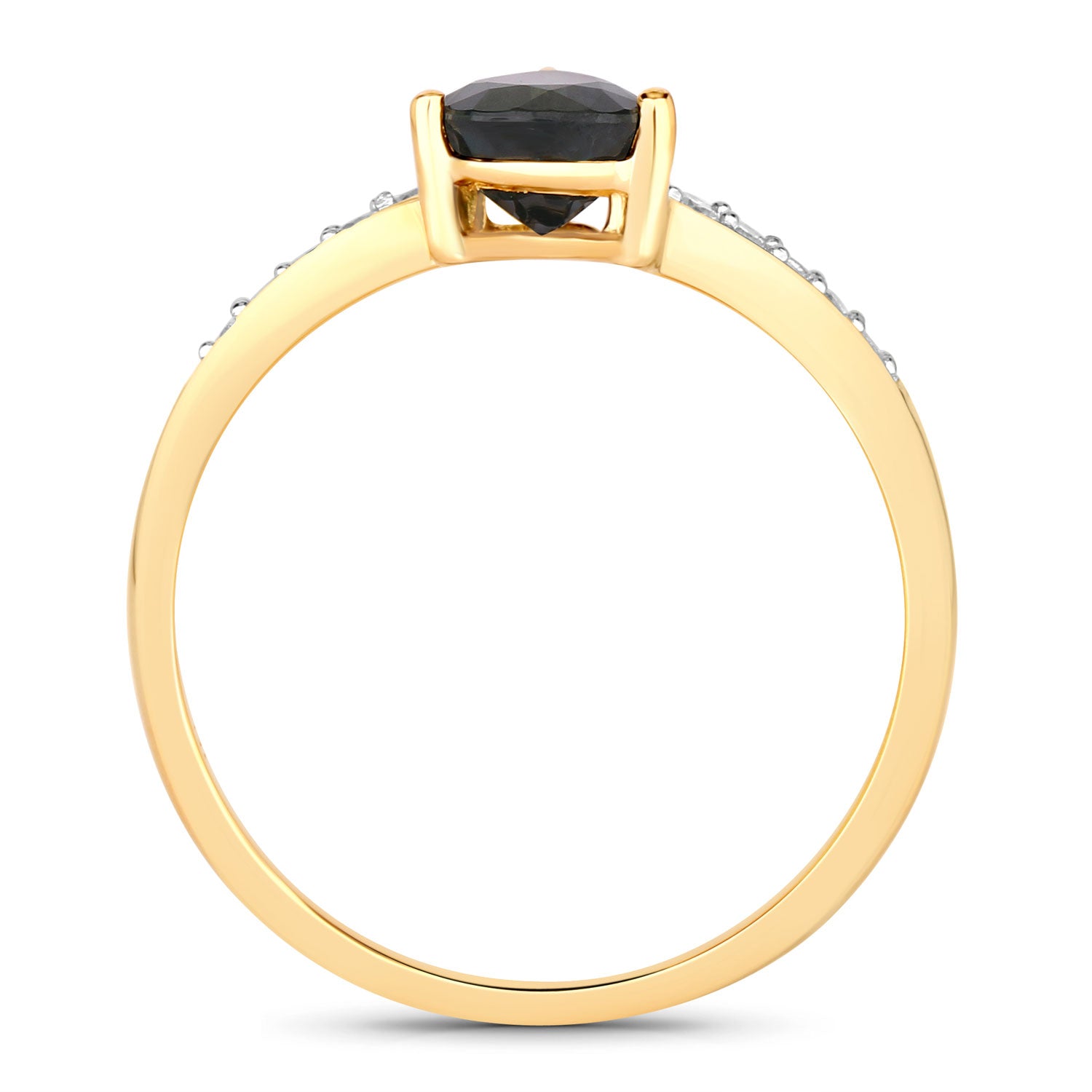 0.89ct Pear Blue Sapphire and White Diamond Prong Bypass 14K Yellow Gold Ring image 2