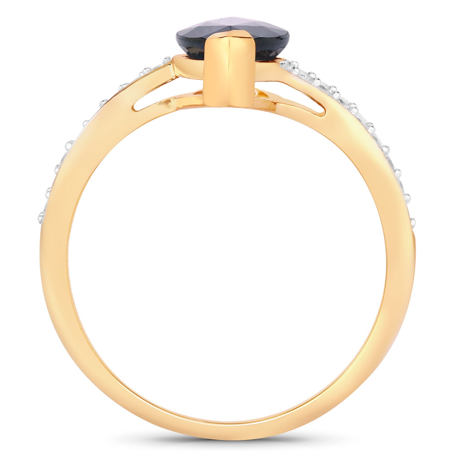 2.26ct Marquise Blue Sapphire and White Diamond Prong Bypass 14K Yellow Gold Ring image 2