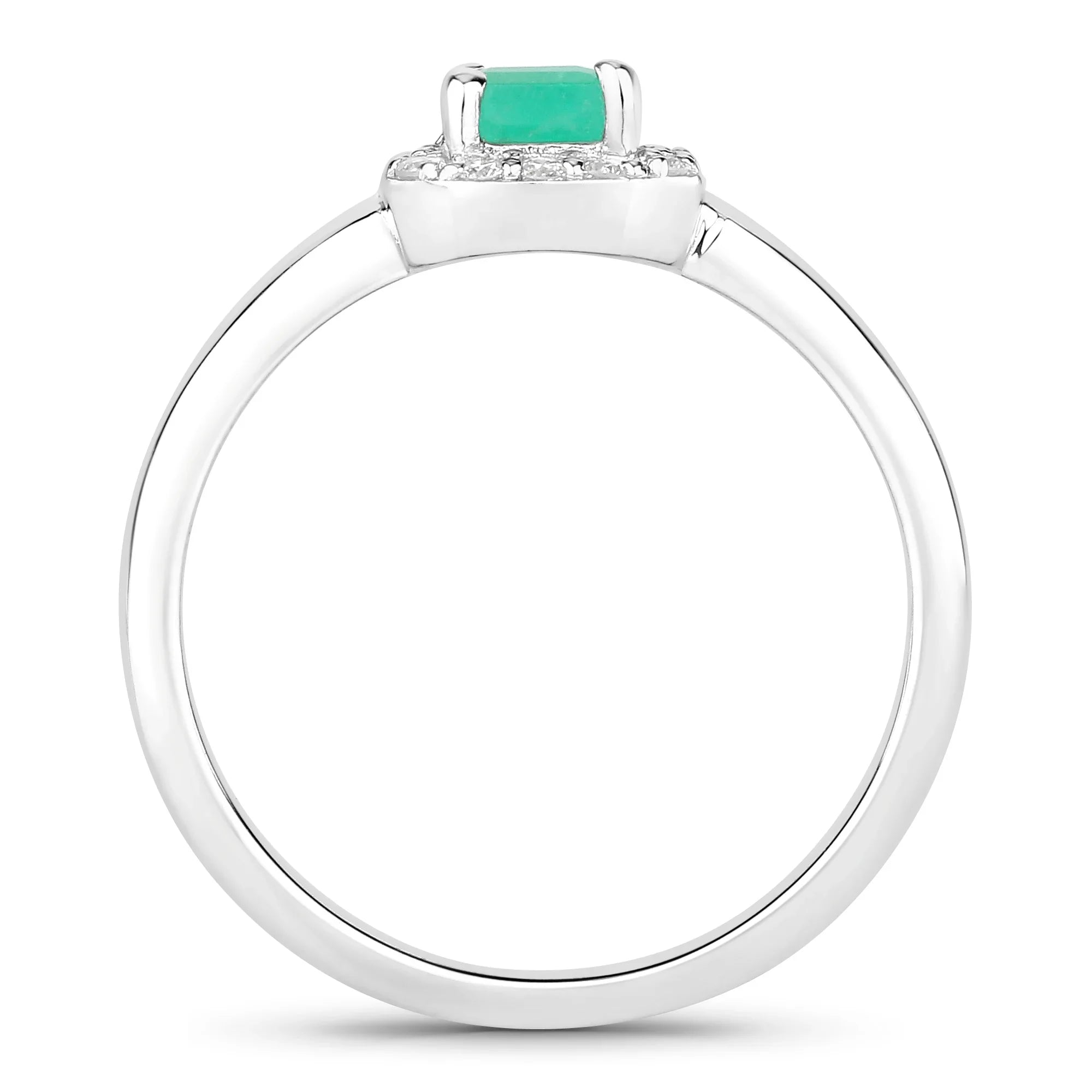 Natural Zambian Emerald and Lab Diamond Ring
