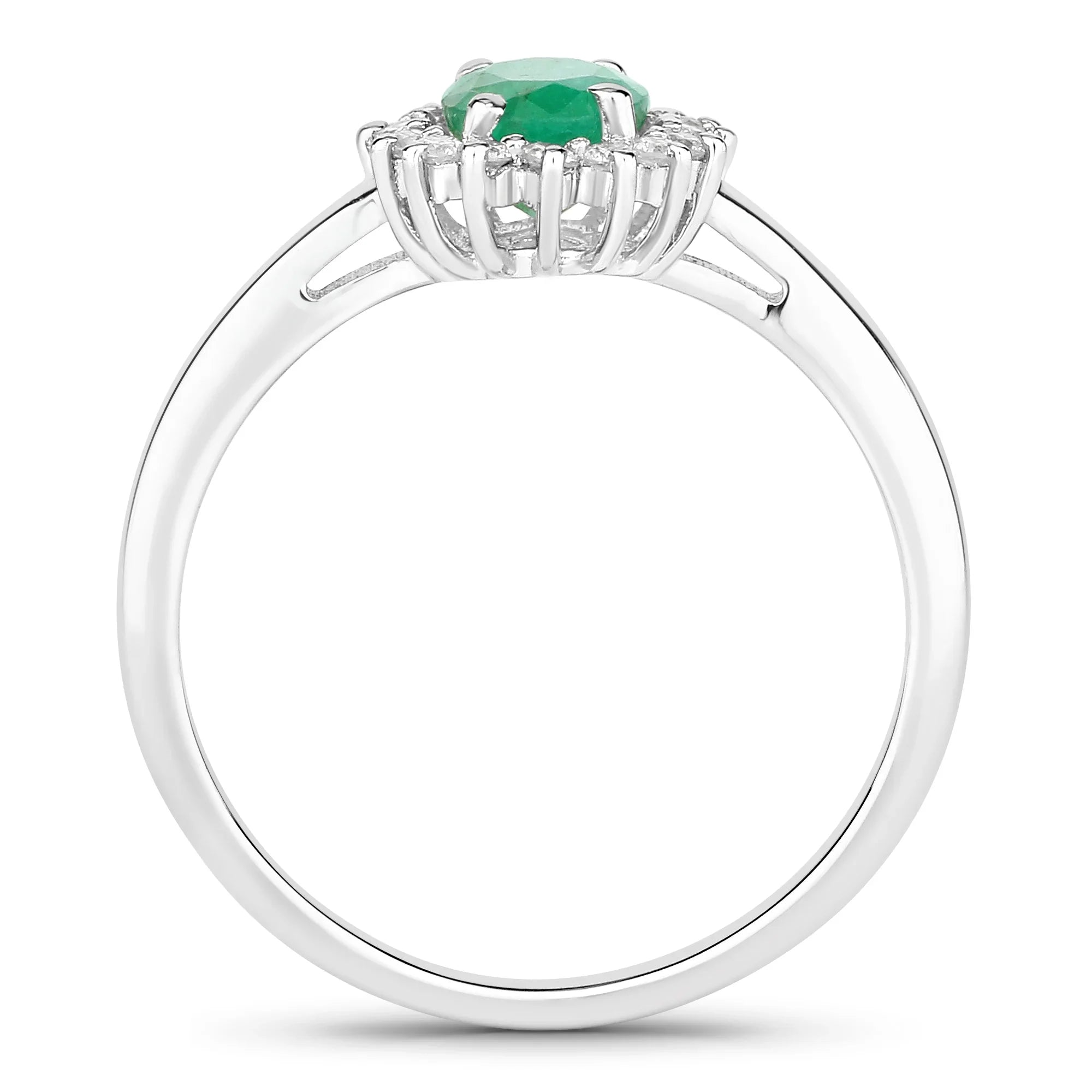 Natural Zambian Green Emerald and Diamond Ring