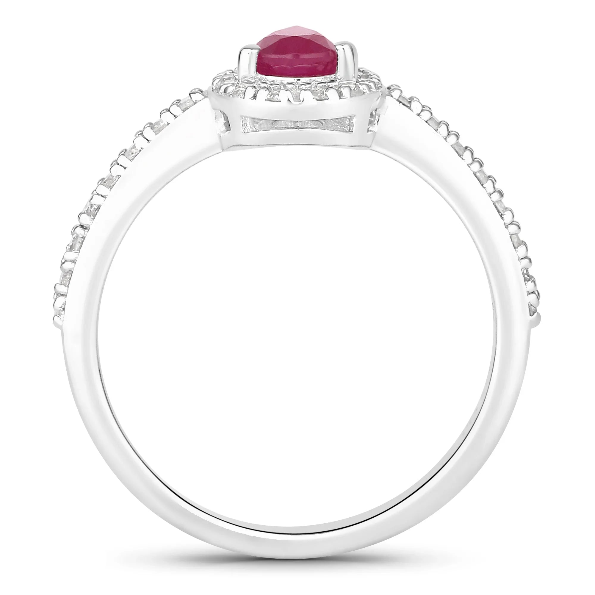 Natural Ruby and Diamond Halo Ring