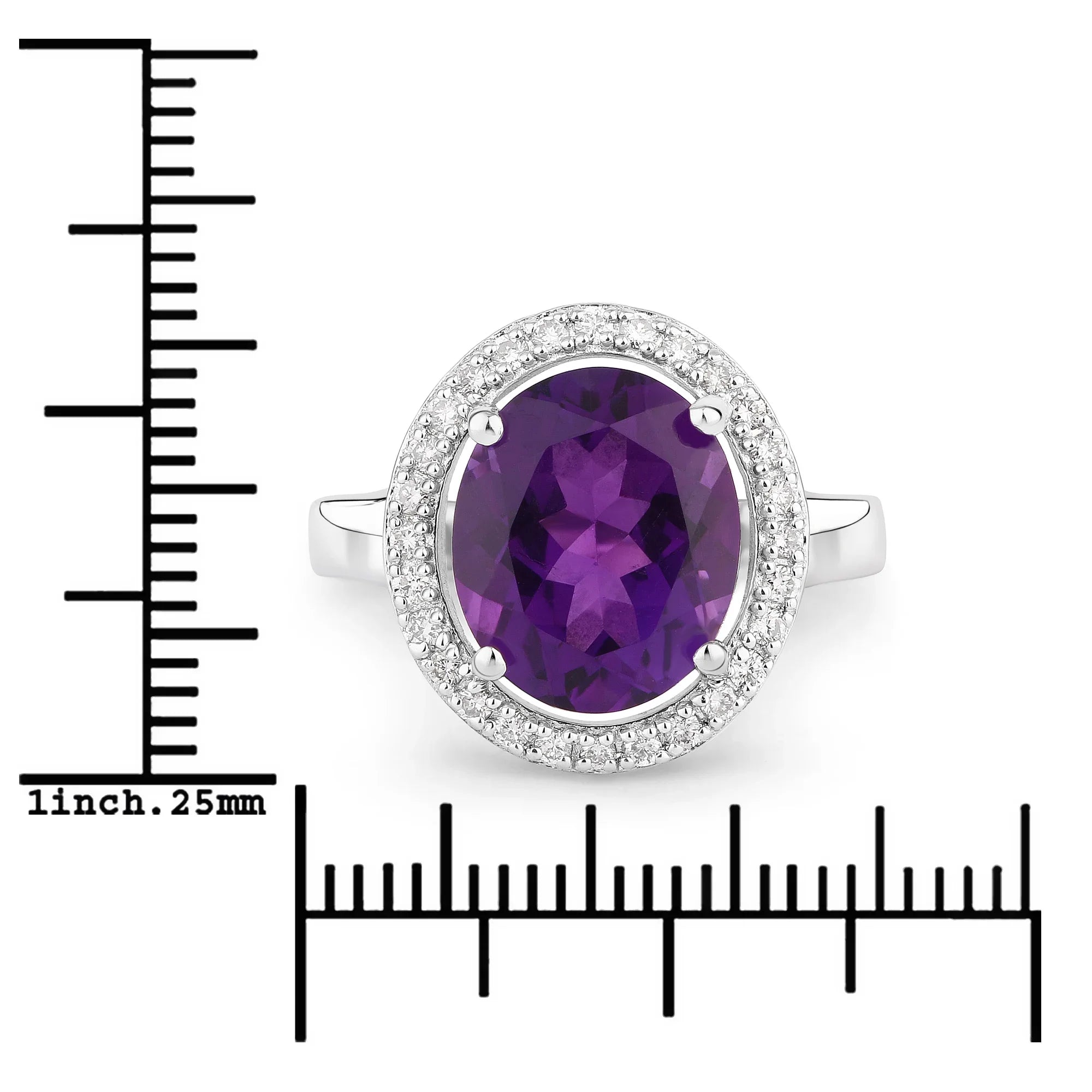 Natural Amethyst Lab Diamond Halo Ring