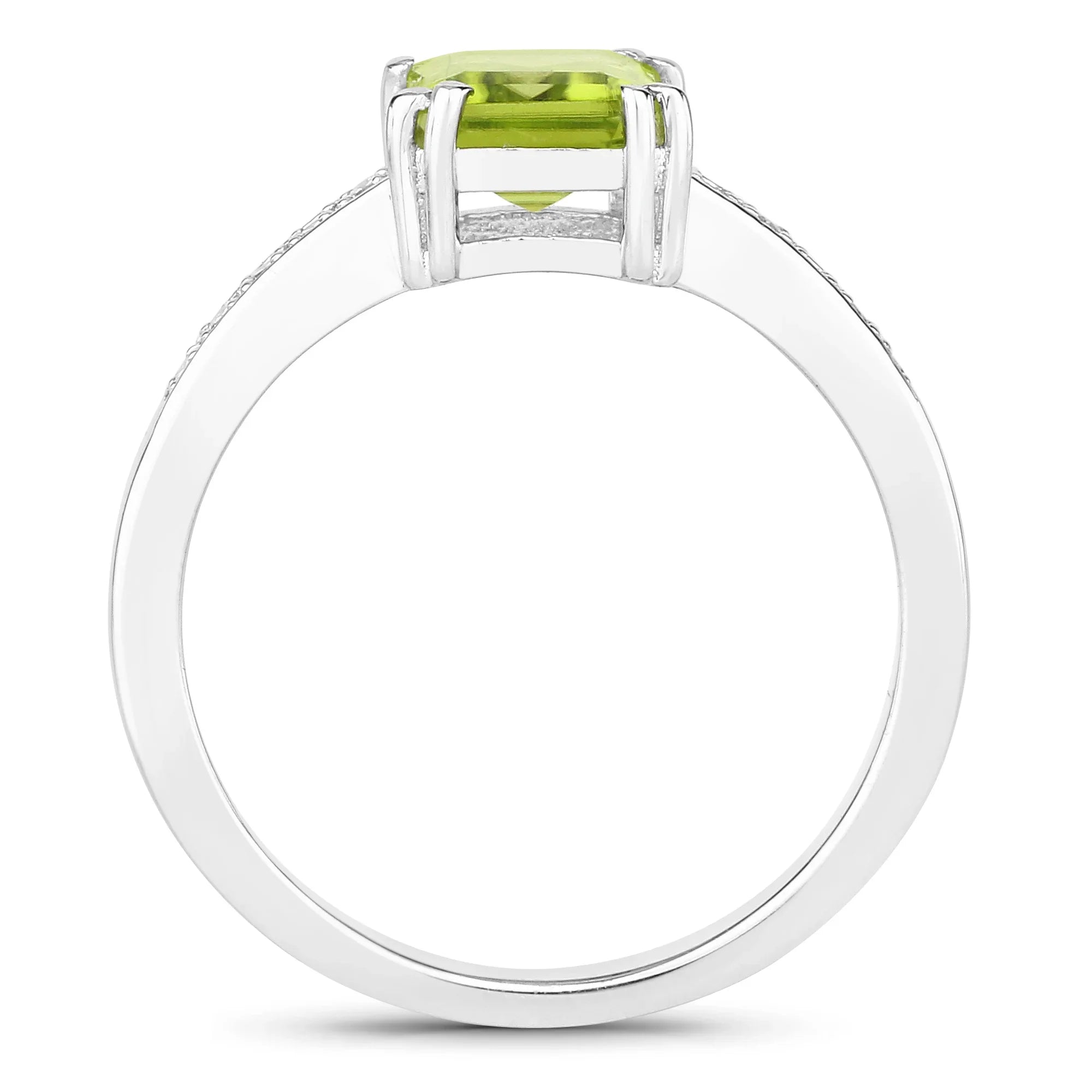 Natural Peridot and Lab Diamond Ring
