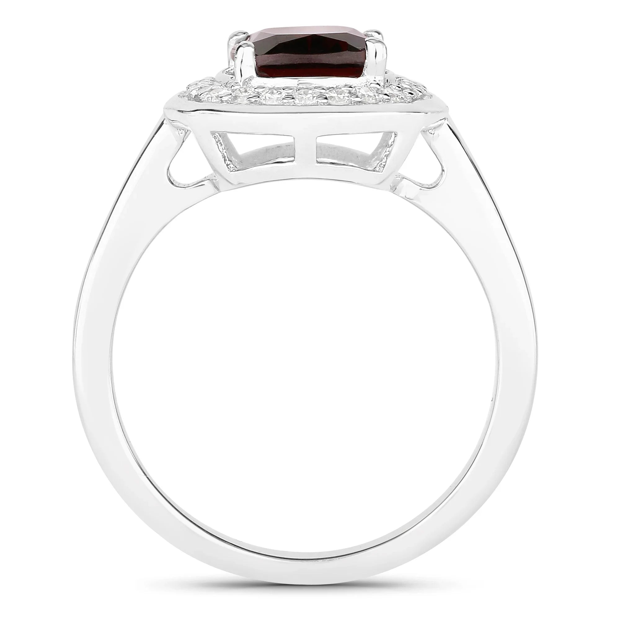 Natural Garnet Lab Diamond Cushion Cut Ring