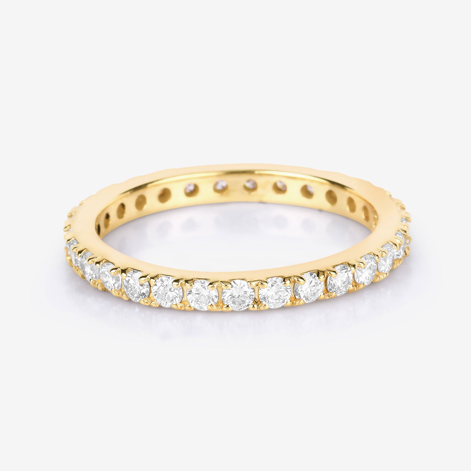 1.00ct Round Lab Grown Diamond Prong Band 14K Yellow Gold Ring image 4