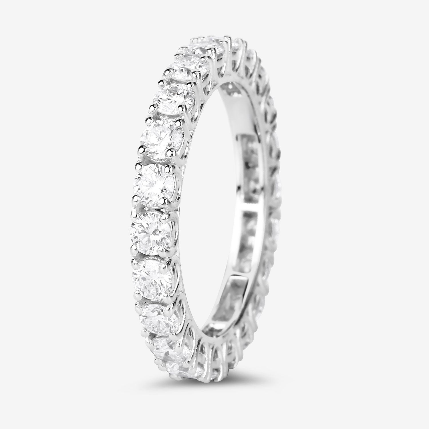 2.00ct Round Lab Grown Diamond Prong Band 14K White Gold Ring image 5