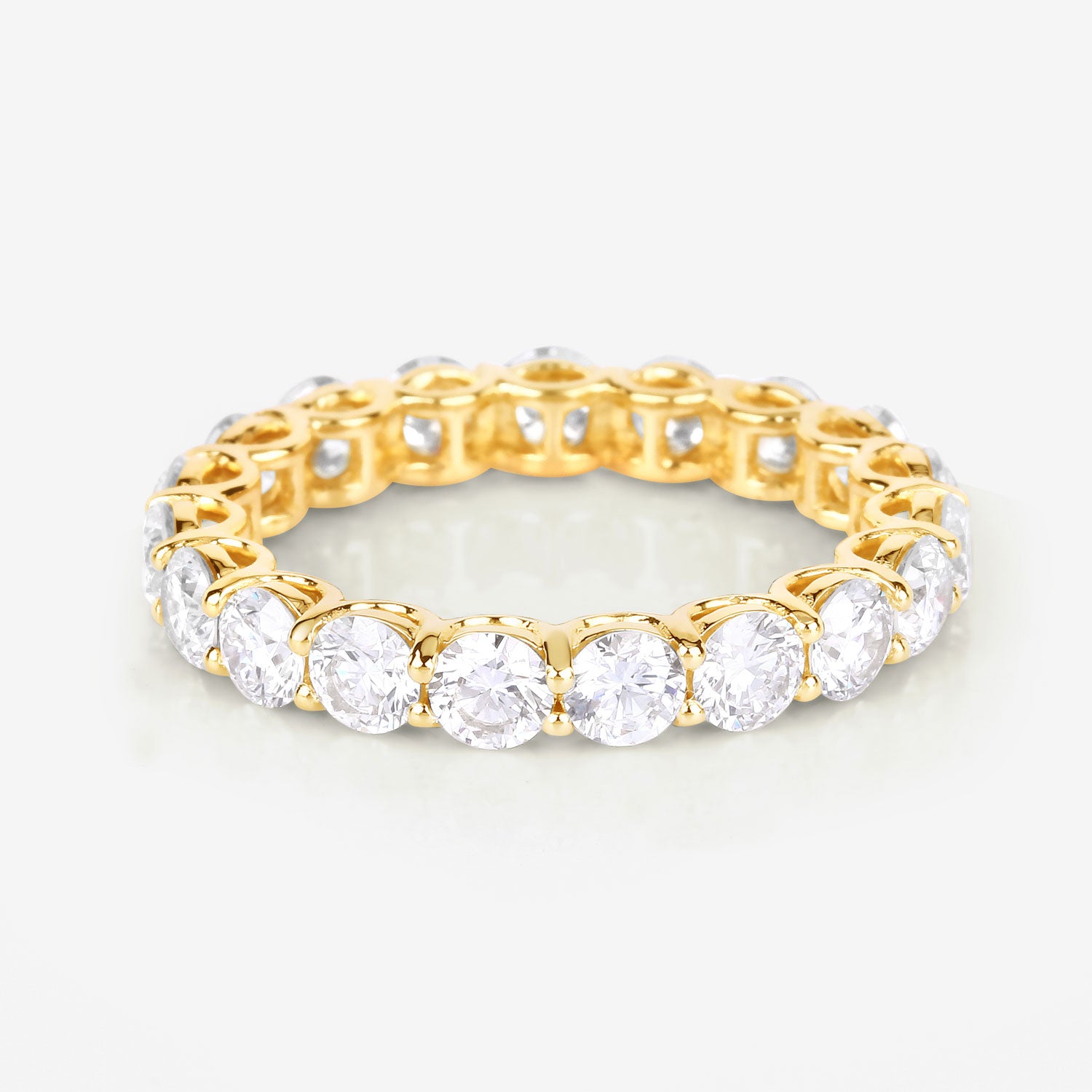 3.00ct Round Lab Grown Diamond Prong Band 14K Yellow Gold Ring image 4