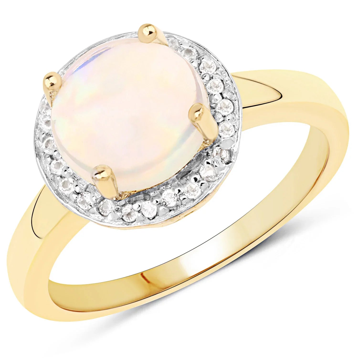 Genuine 925 Sterling Silver Ethiopian White Opal Ring