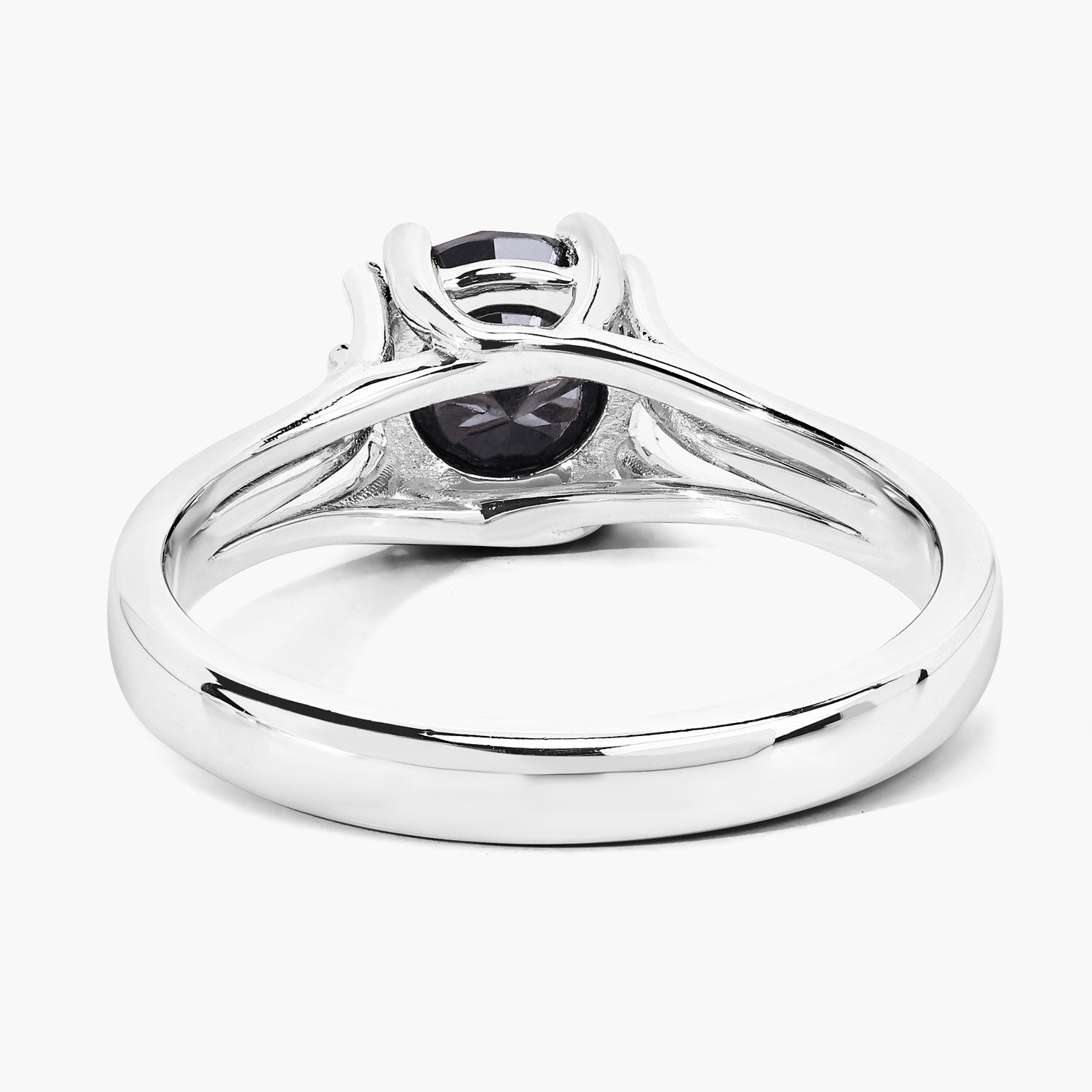 1.58 Cttw Round Black Diamond Rhodium over Silver Fluted Shoulder Solitaire Ring