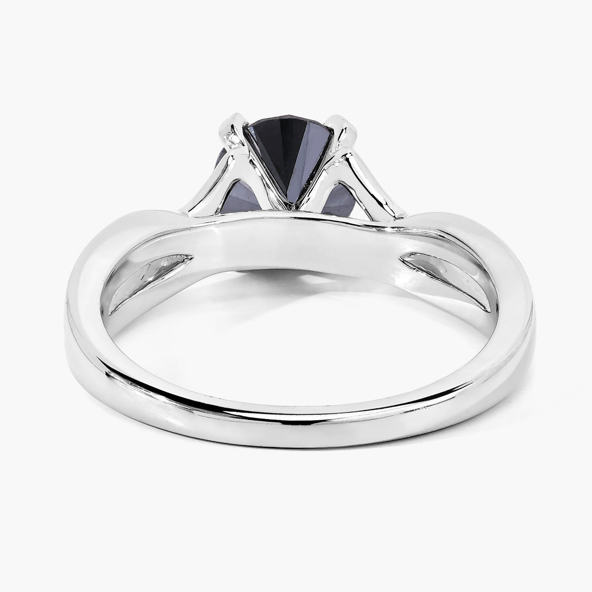 1.59 Cttw Round Black Diamond Rhodium over Silver Twist Solitaire Ring