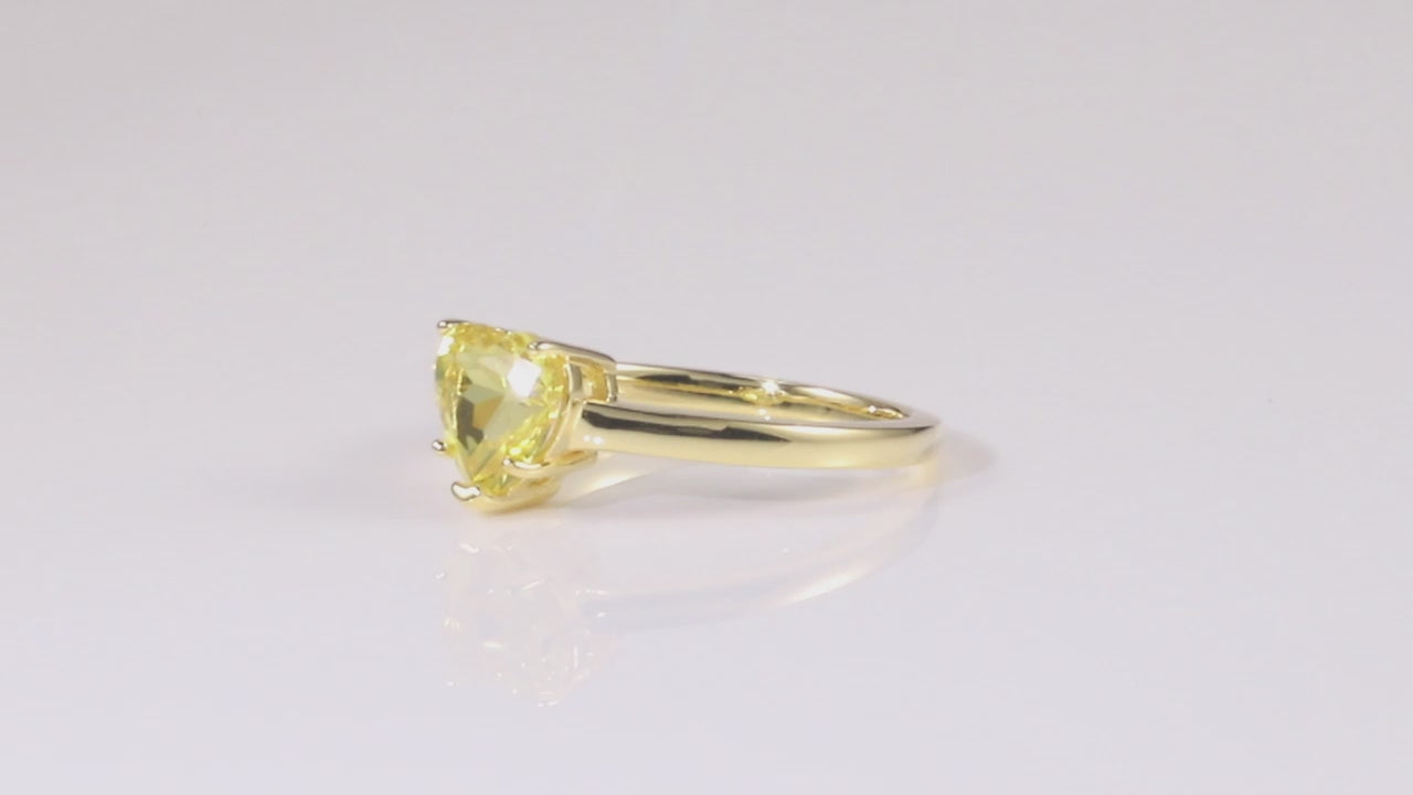 video of Canary Yellow Sapphire Ring Yellow Diamond Heart Ring 18K Yellow Gold Plated Ring Engagement Ring Valentine's Gift for The Women