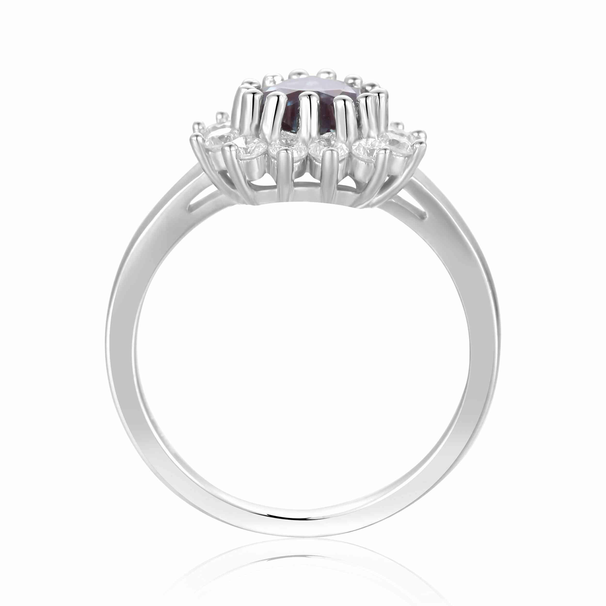 Color Change Ring Alexandrite Heart Ring Sterling Silver Statement Ring Gift for Her Silver Heart Ring Valentines Gift for Her - FineColorJewels