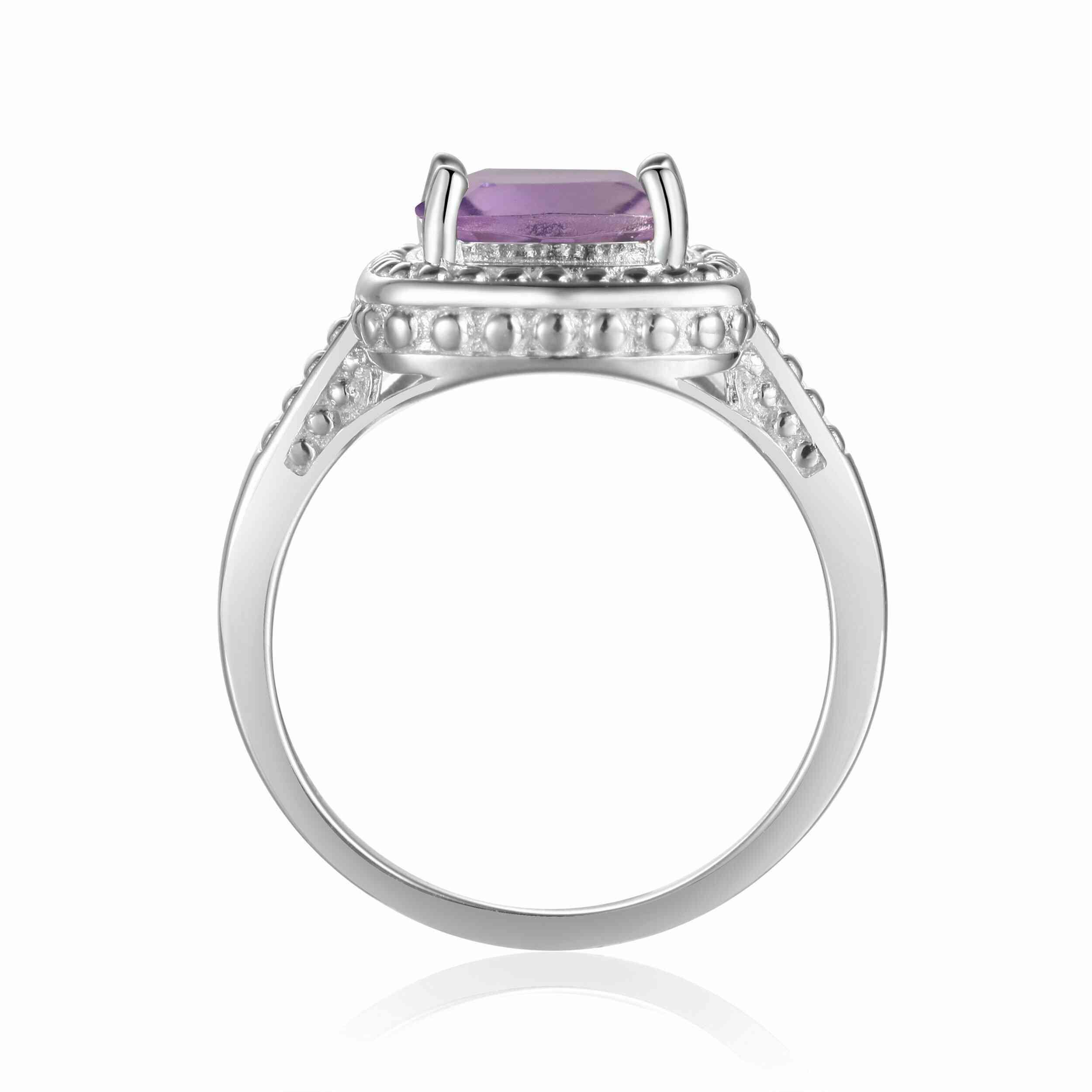 Cushion Pink Amethyst Ring for Women Amethyst Ring - FineColorJewels