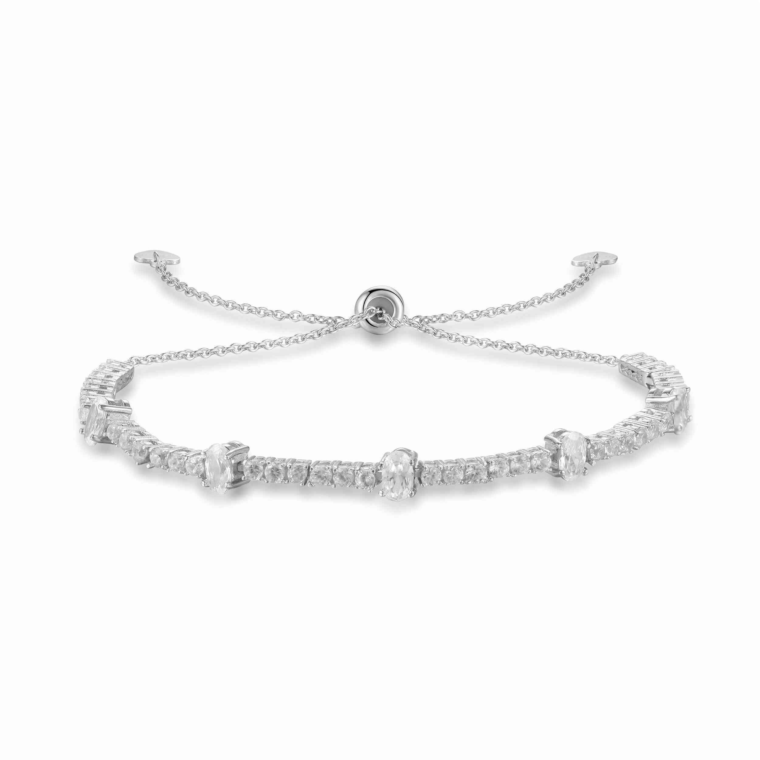 Natural White Zircon Bracelet,Tennis Bracelet Natural White Zircon Bracelet Sterling Silver Dainty Bracelet