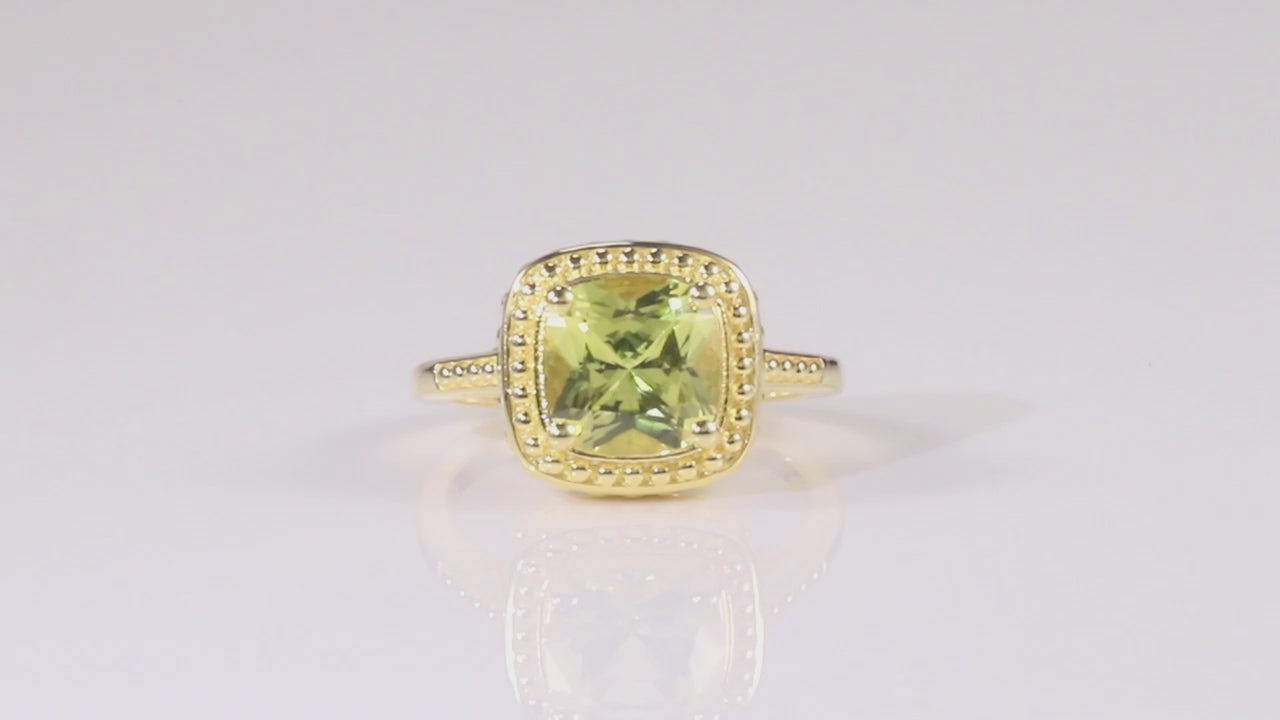 video of Yellow Cushion Cut Ring 18K Yellow Gold Plated Sterling Silver Ring Gift For Women