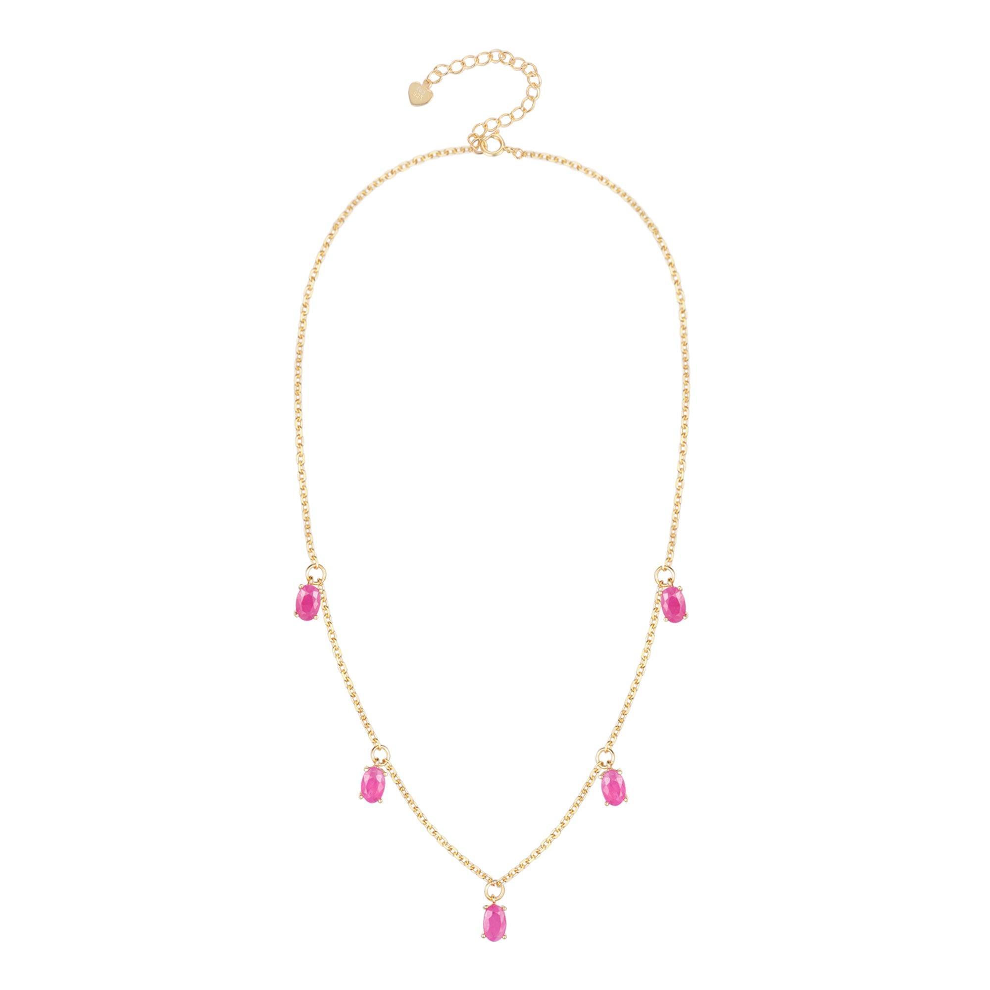 Ruby Necklace Gemstone Necklace Yellow Gold Necklace Gift for her Necklace for Women Beautiful Necklace Gold Necklace Women leo birthday gift dainty drop necklace collar necklace gift Collar Necklace Birthstone Necklace Ruby Stone Choker- FineColorJewels