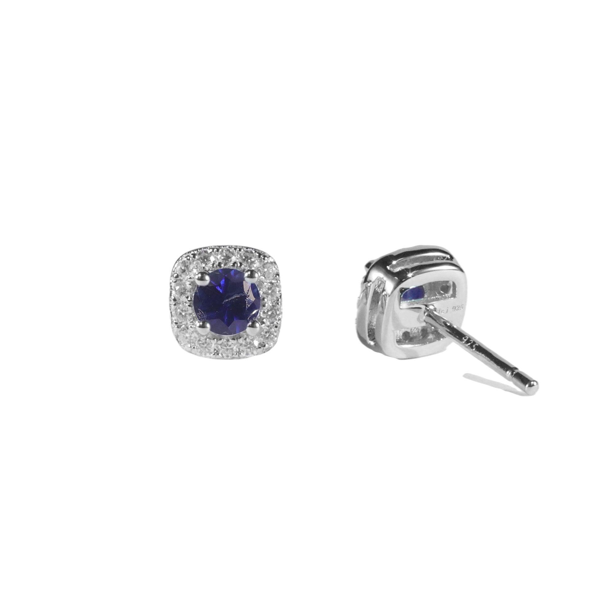 Sapphire Halo Earrings - FineColorJewels